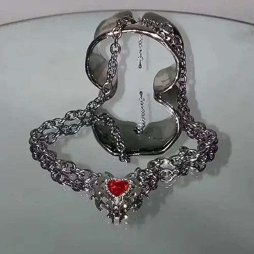 VIBE Electro Chain Crystal Heart Silver Abstract Star Pop Fantasy Size ONE SIZE - 2 Thumbnail