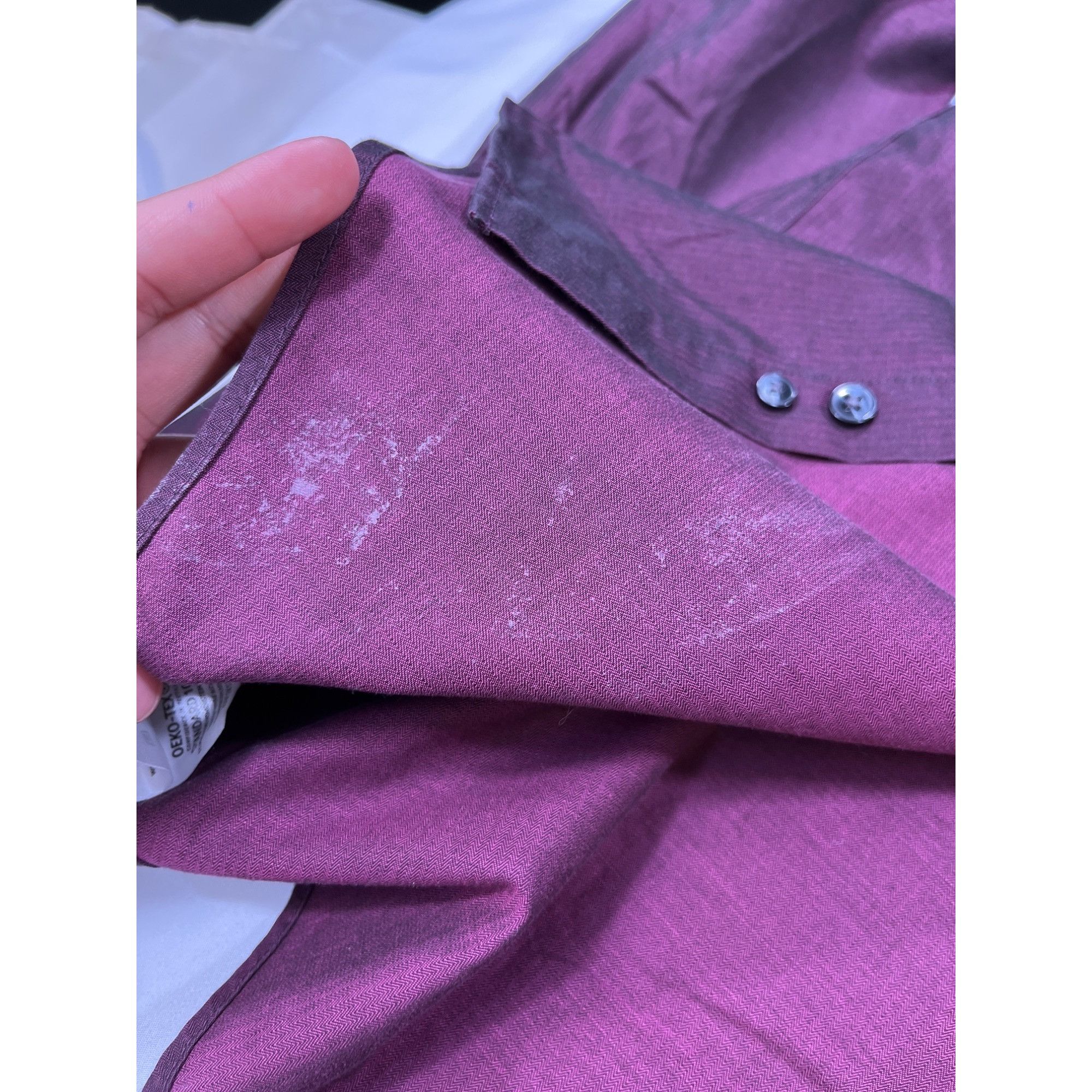 Calvin Klein Calvin Klein SKU 7661 Mens Burgundy Long Sleeve Button Up Sh Size US XL / EU 56 / 4 - 13 Thumbnail