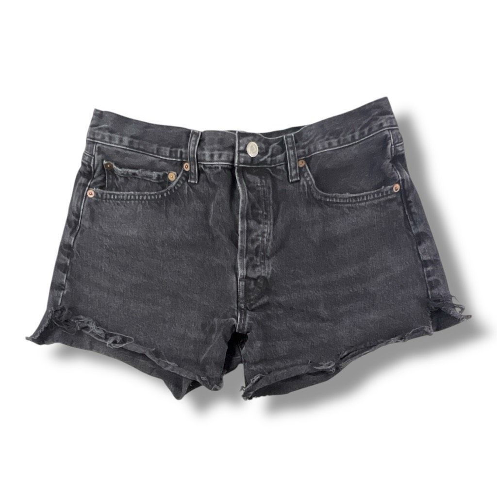Agolde Agolde Black Distressed Jean Denim Cut Off Shorts Size 29 Size 29" - 1 Thumbnail