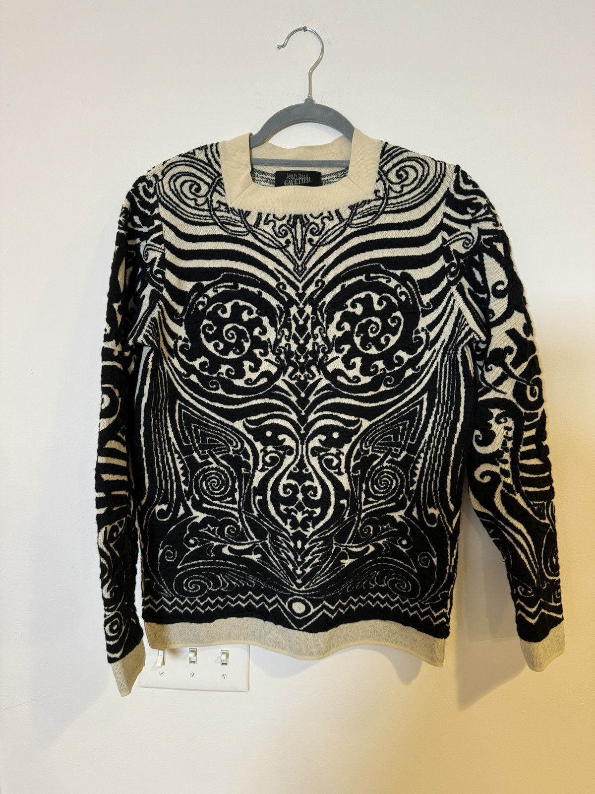 image of Jean Paul Gaultier Maille Fuzzi Sweater - M in Beige, Men's (Size Medium)
