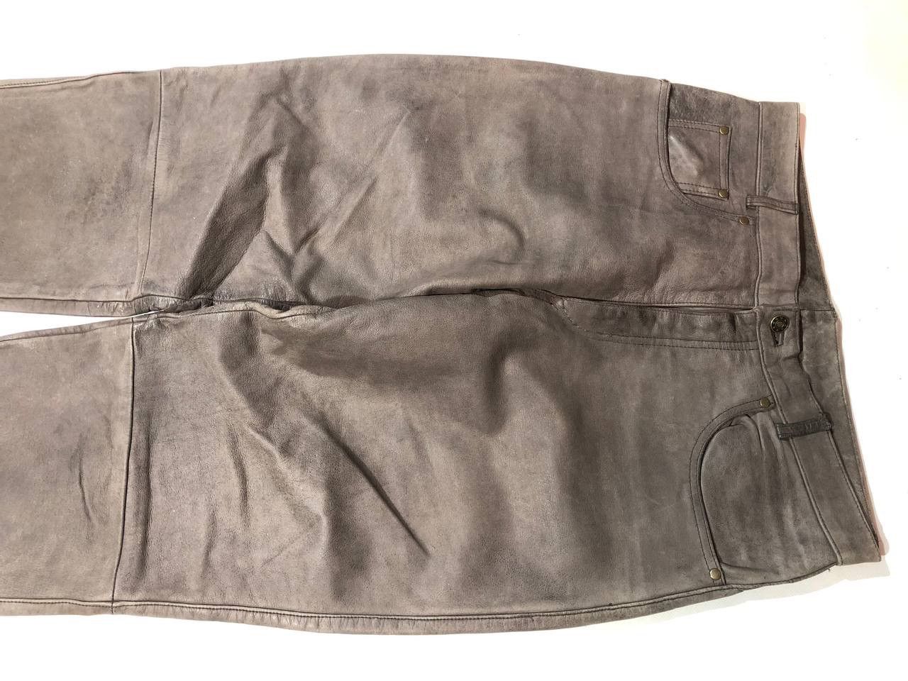 Leather × Vintage Blue Steel Moto Biker Leather Pants Size US 34 / EU 50 - 4 Thumbnail