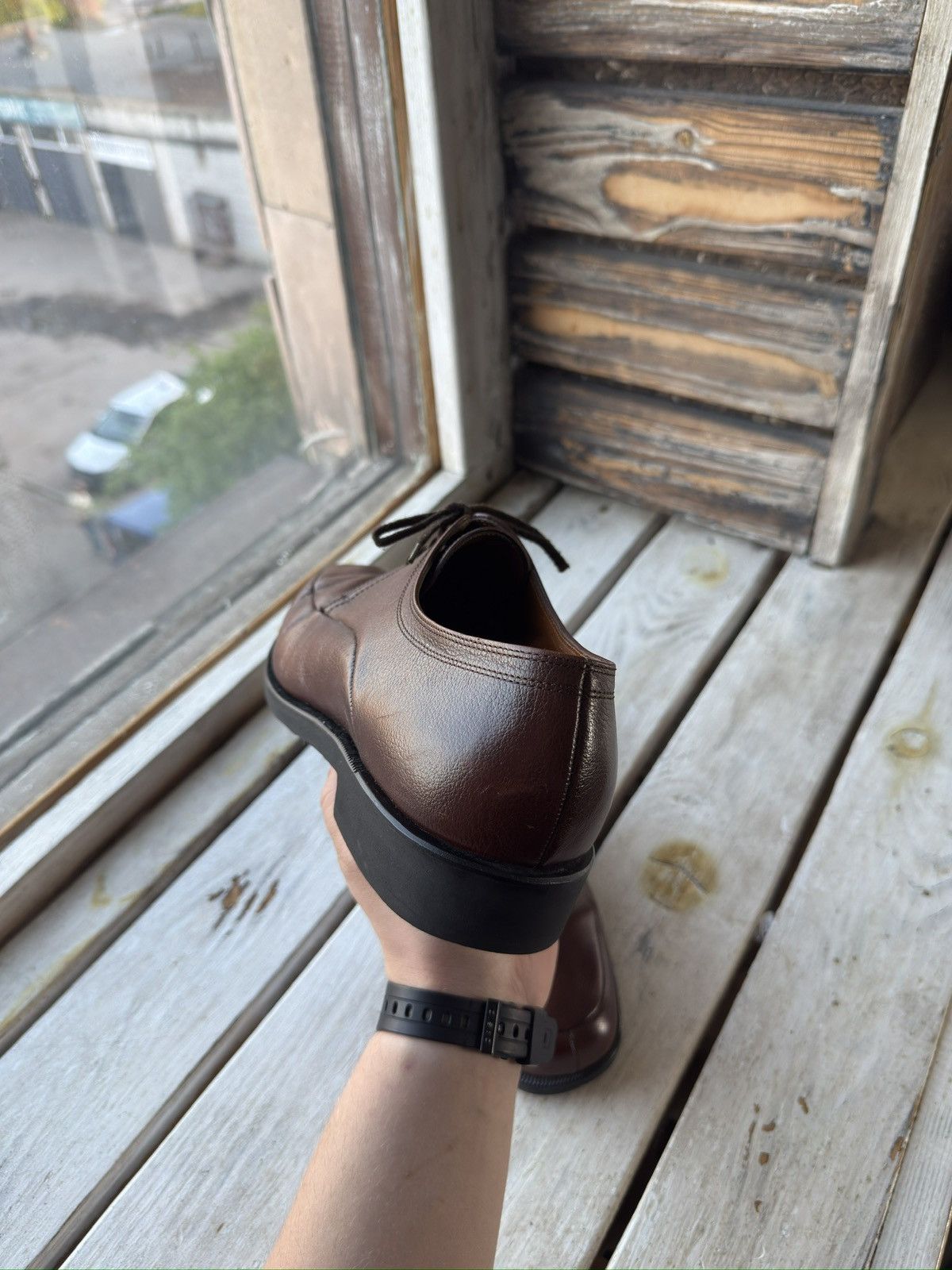 Bally × Designer Made in Italy Brown Leather Derby Shoes – Minimalist Formal Size US 10 / EU 43 - 11 Thumbnail