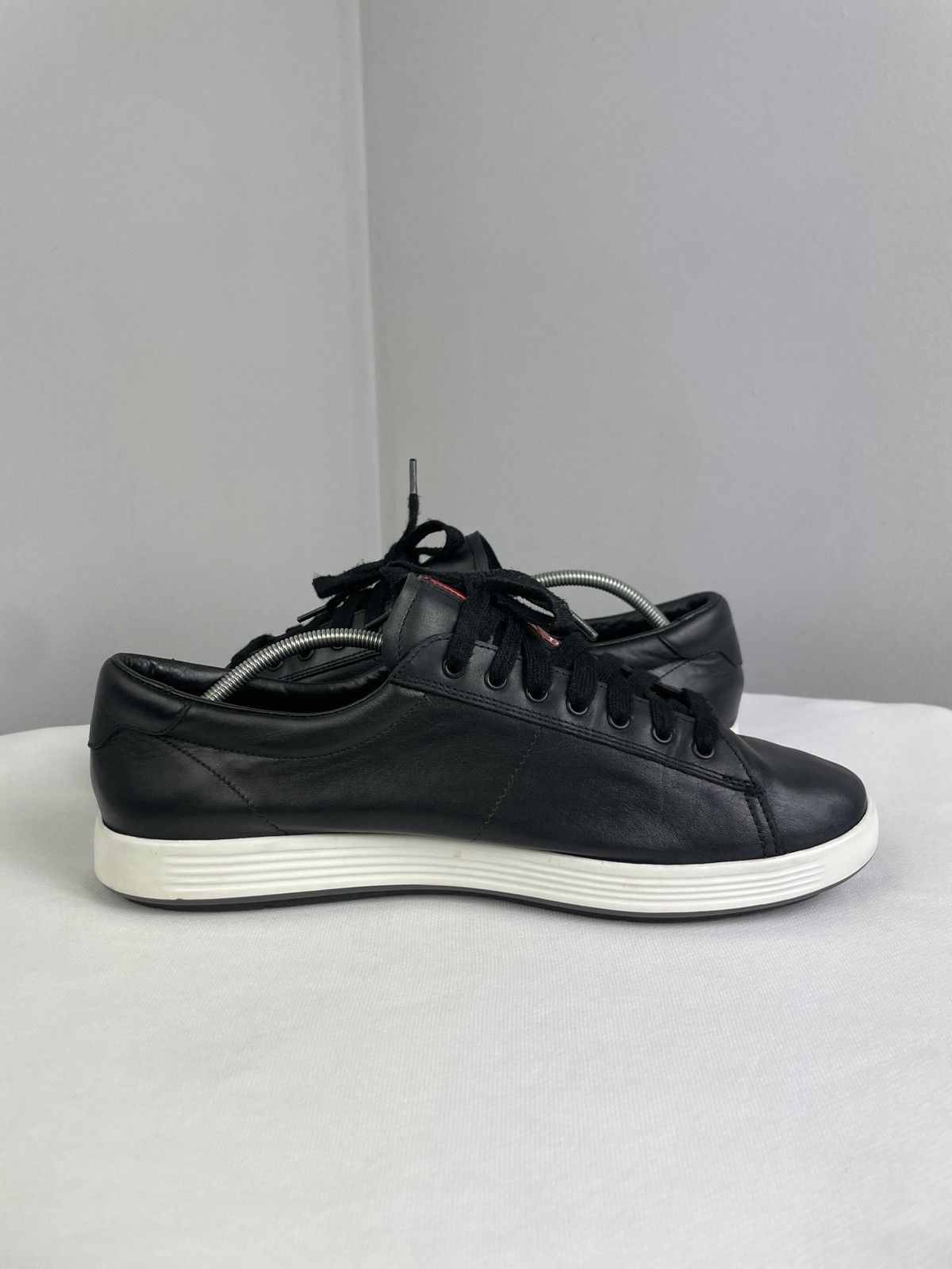 Prada Prada Linea Rossa Black Leather Sneakers – Vitello Plume Size US 8 / EU 41 - 5 Thumbnail