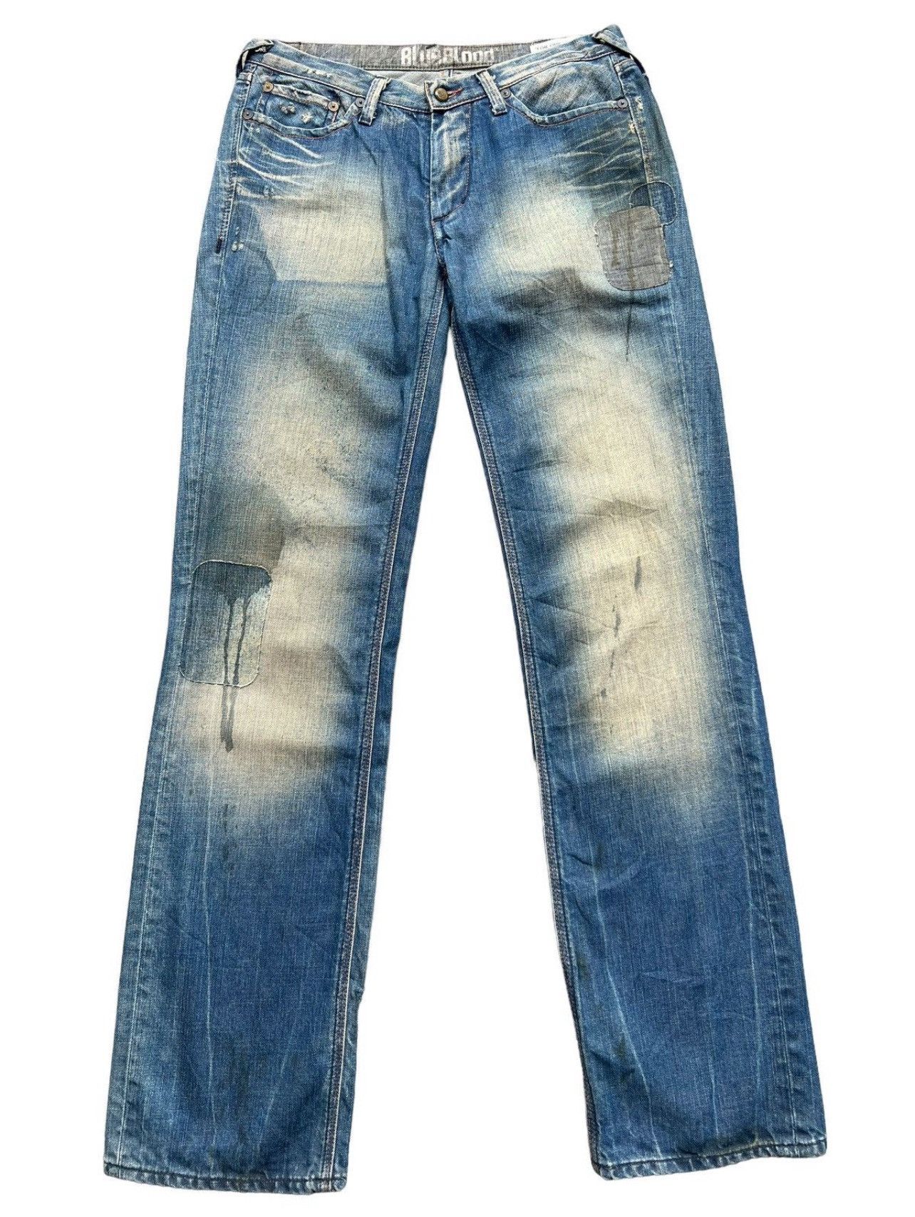 Japanese Brand Blue Blood Japan Denim Jeans Patch Work Rusty Jeans 29x32 Size 29" - 2 Thumbnail