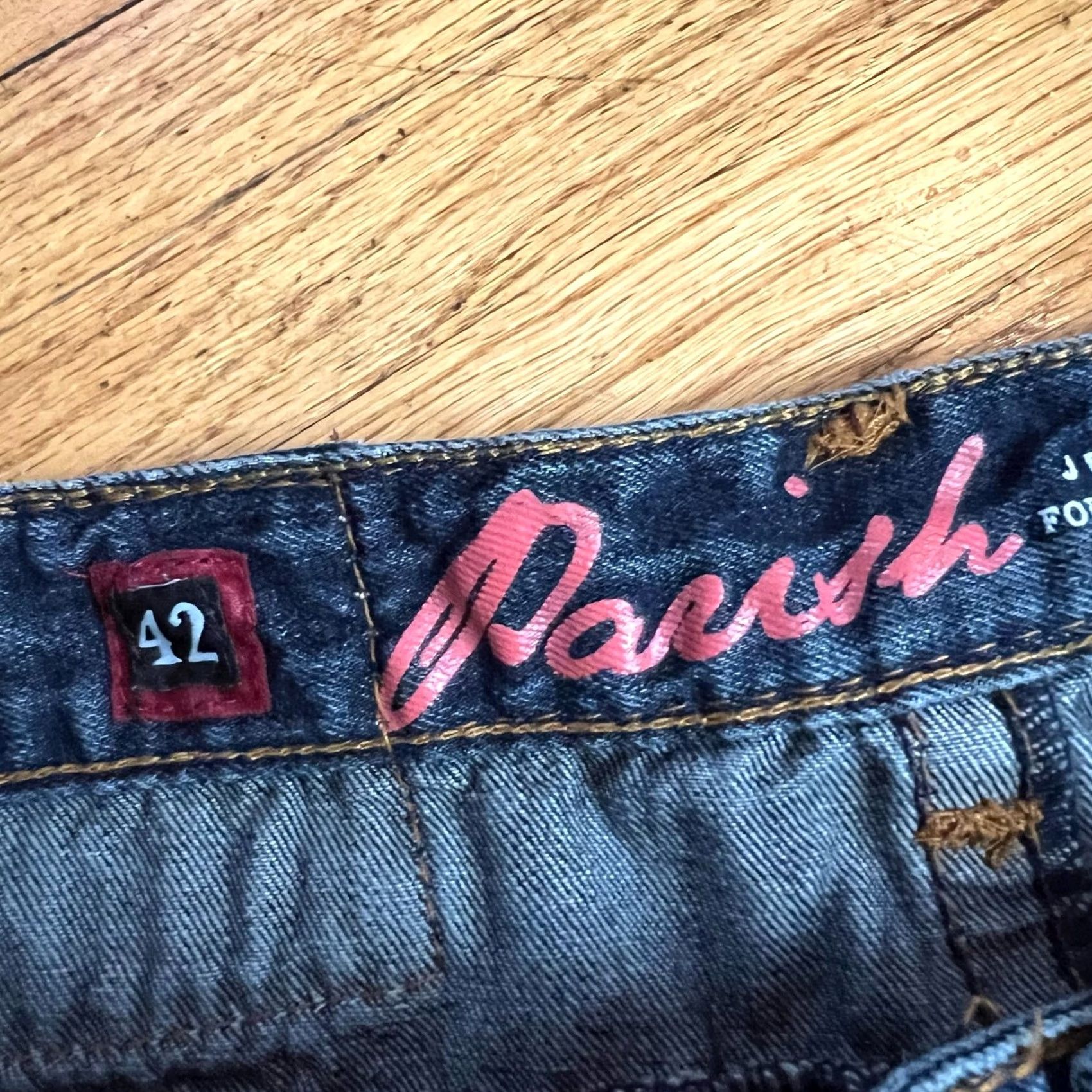 Vintage Parish Jeans Mens 42 Blue Baggy Thick Stitch Flap Pocket Skate Distressed Size US 42 / EU 58 - 5 Thumbnail