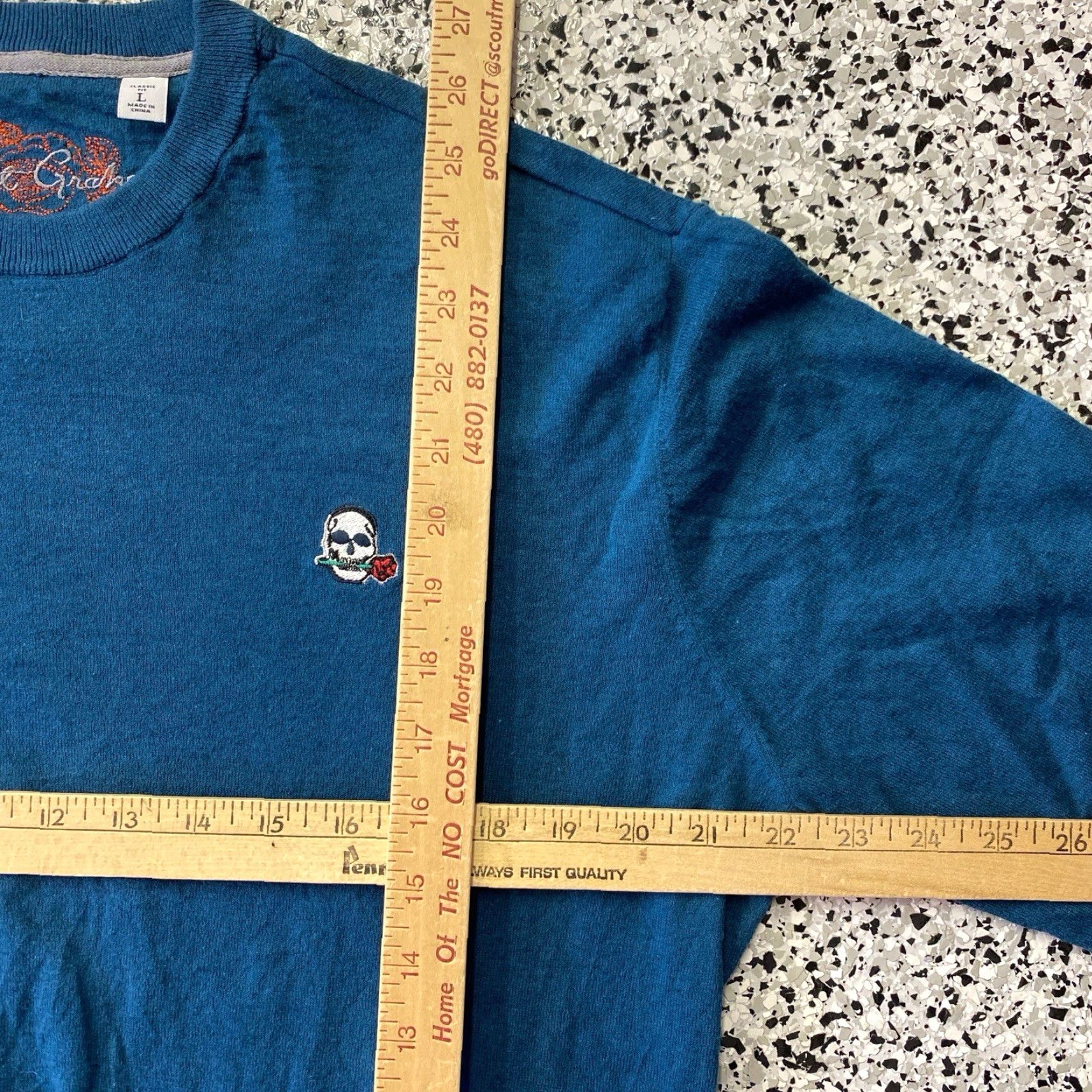 Robert Graham Robert Graham Cotton Blend Crewneck Blue Sweater Men’s Large Skull Logo Crew Neck Knit Pullover Size US L / EU 52-54 / 3 - 2 Thumbnail