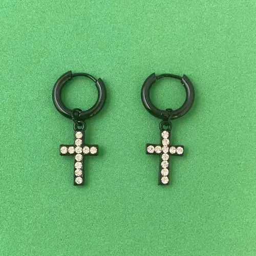Sterling Silver Cross Dangle Drop Earrings for Men Women,Cross Earrings Size ONE SIZE - 2 Thumbnail