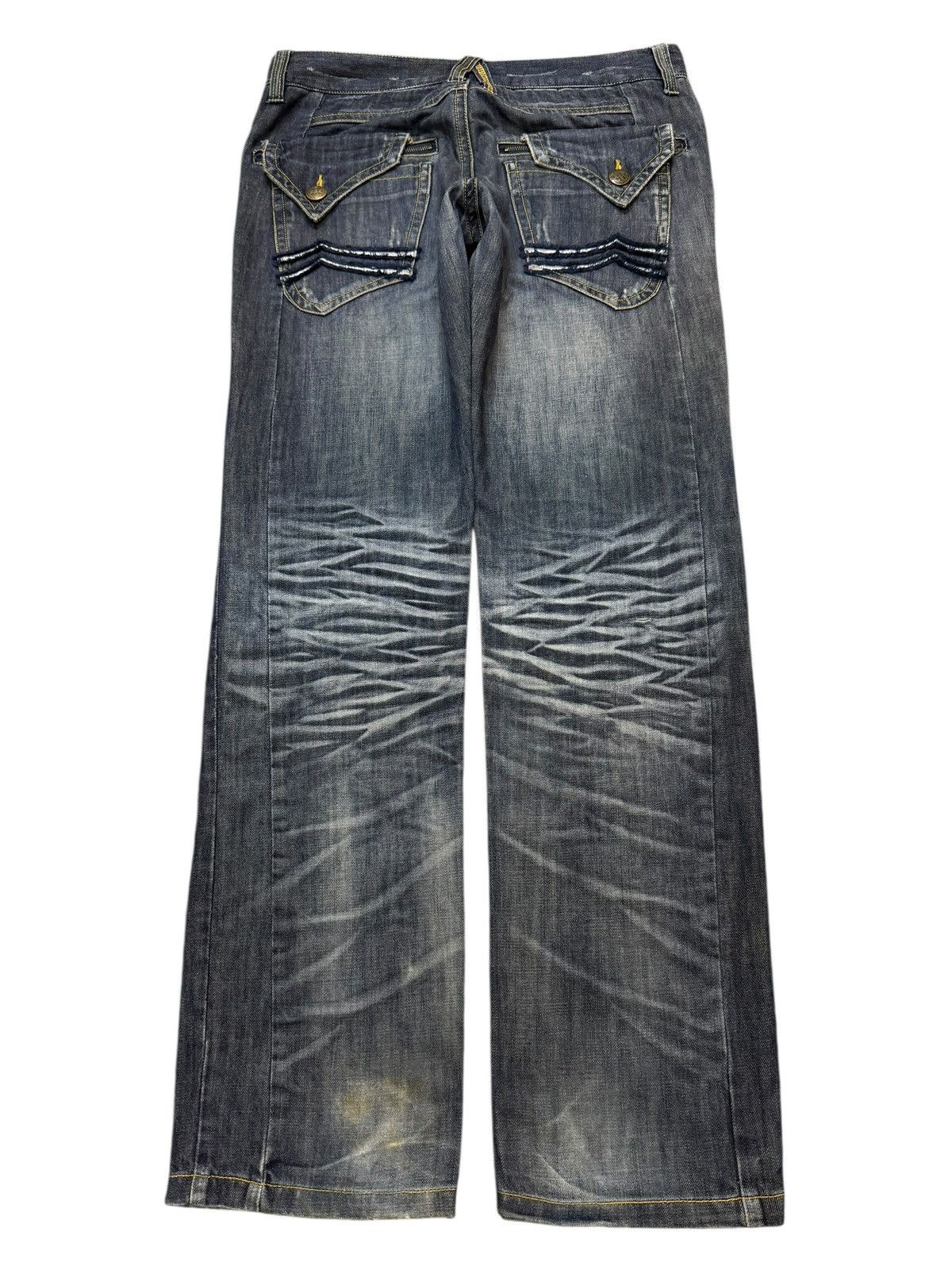 14th Addiction Vintage Y2K Japanese Brand Faded Wash Whiskers Spiral Leg Size US 34 / EU 50 - 2 Thumbnail