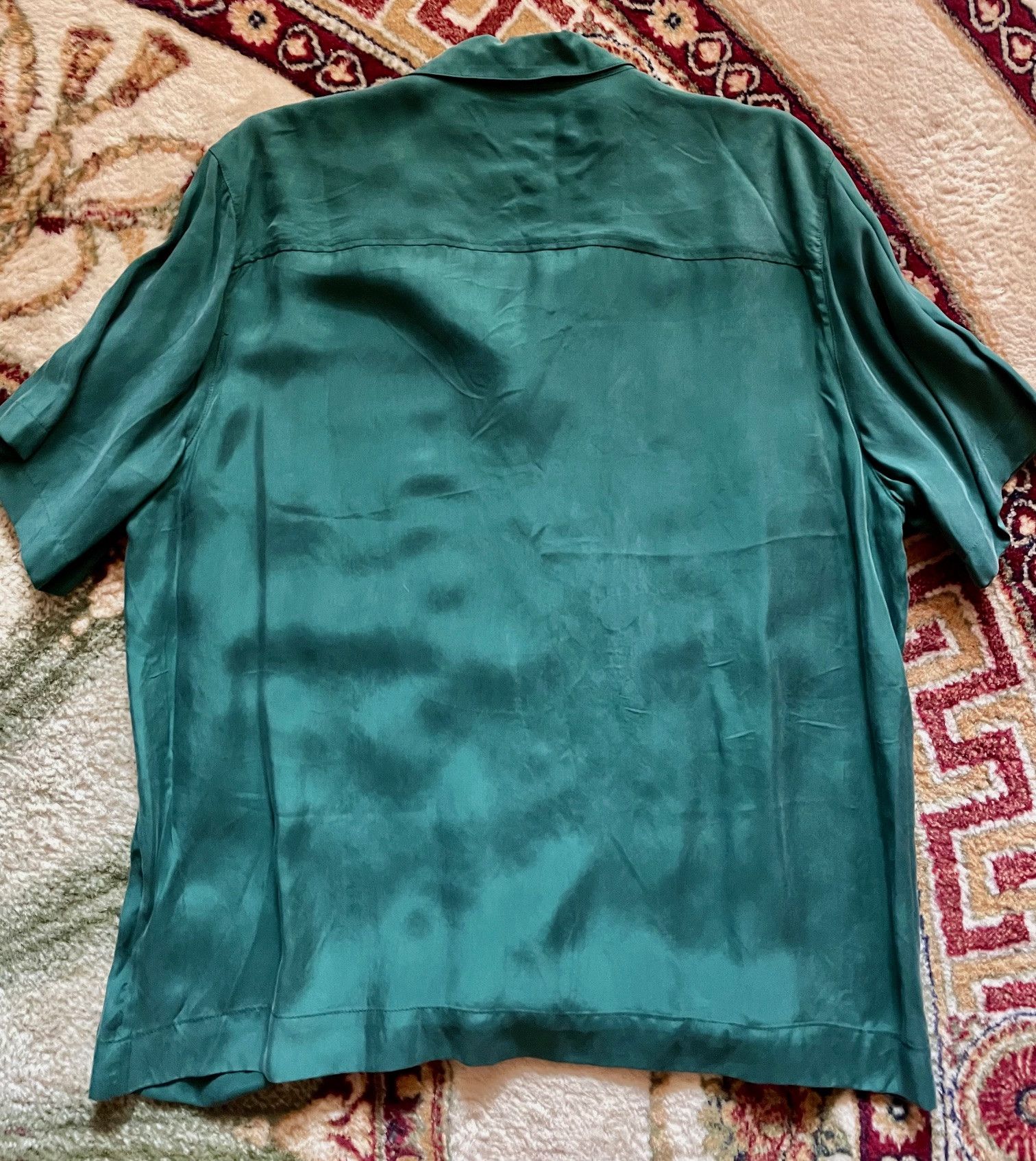 Rochambeau Cupro Silky Camper Collar Emerald Green Shirt Size US L / EU 52-54 / 3 - 3 Thumbnail