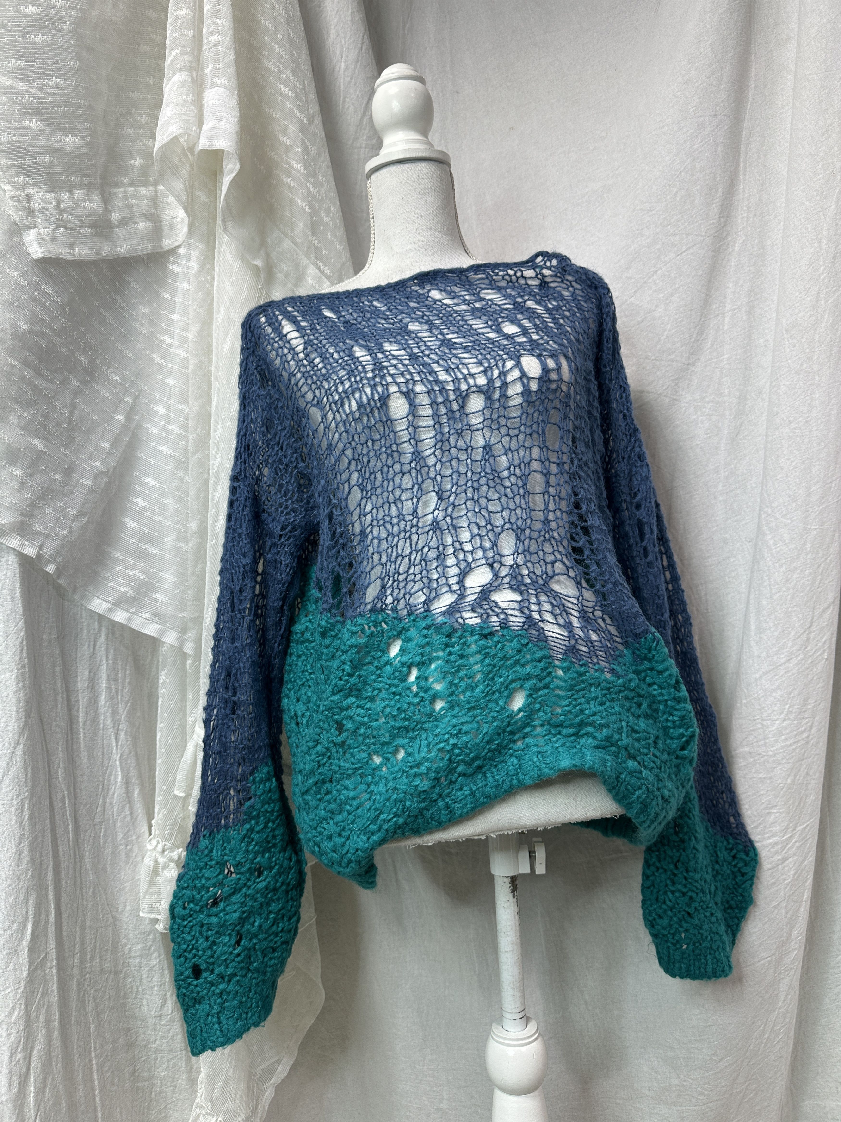 Vintage Vintage Loose Knit Mohair Mermaid Core Sweater Y2K Size L / US 10 / IT 46 - 1 Thumbnail