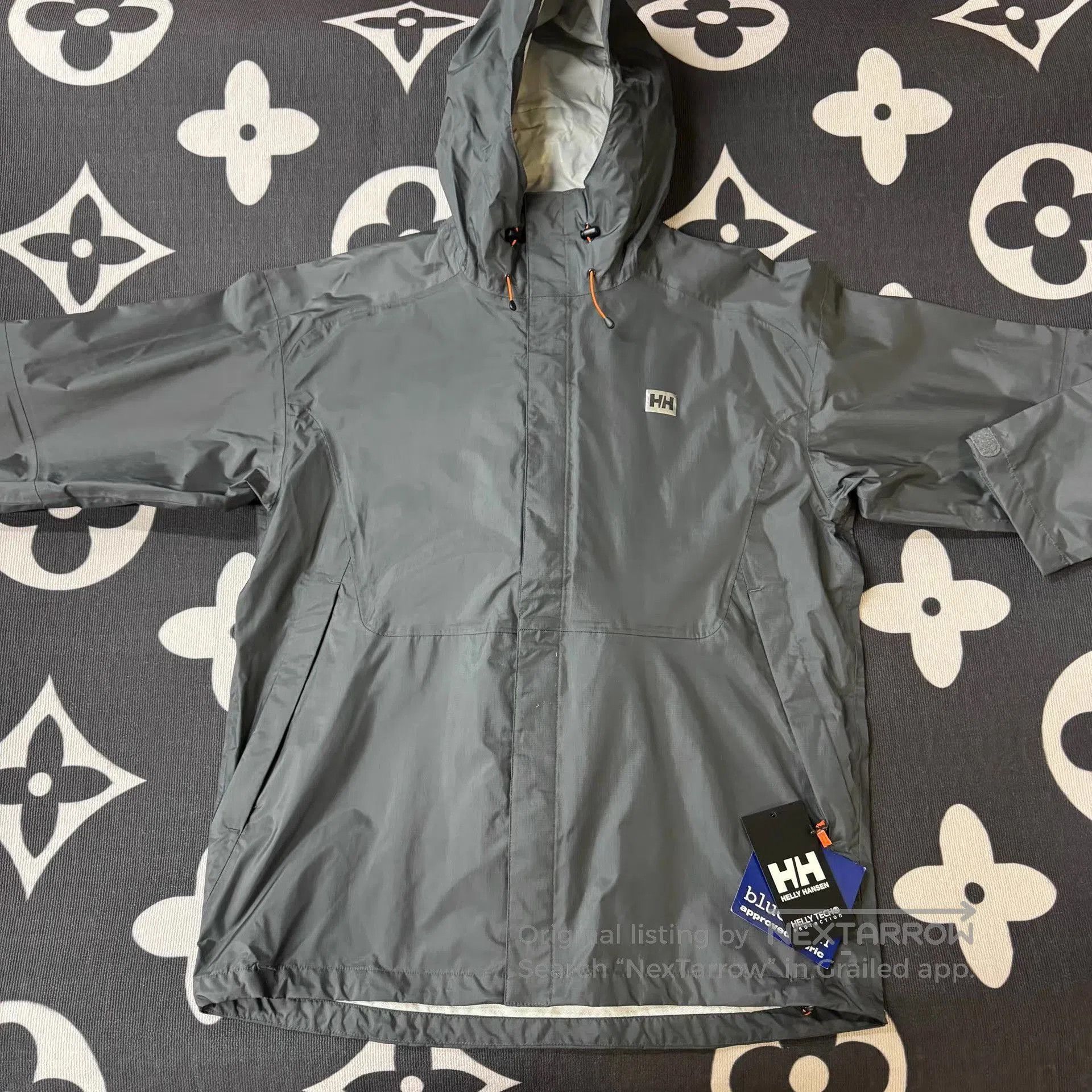 Helly Hansen Gray Hooded Rain Jacket . Size US XL / EU 56 / 4 - 1 Thumbnail