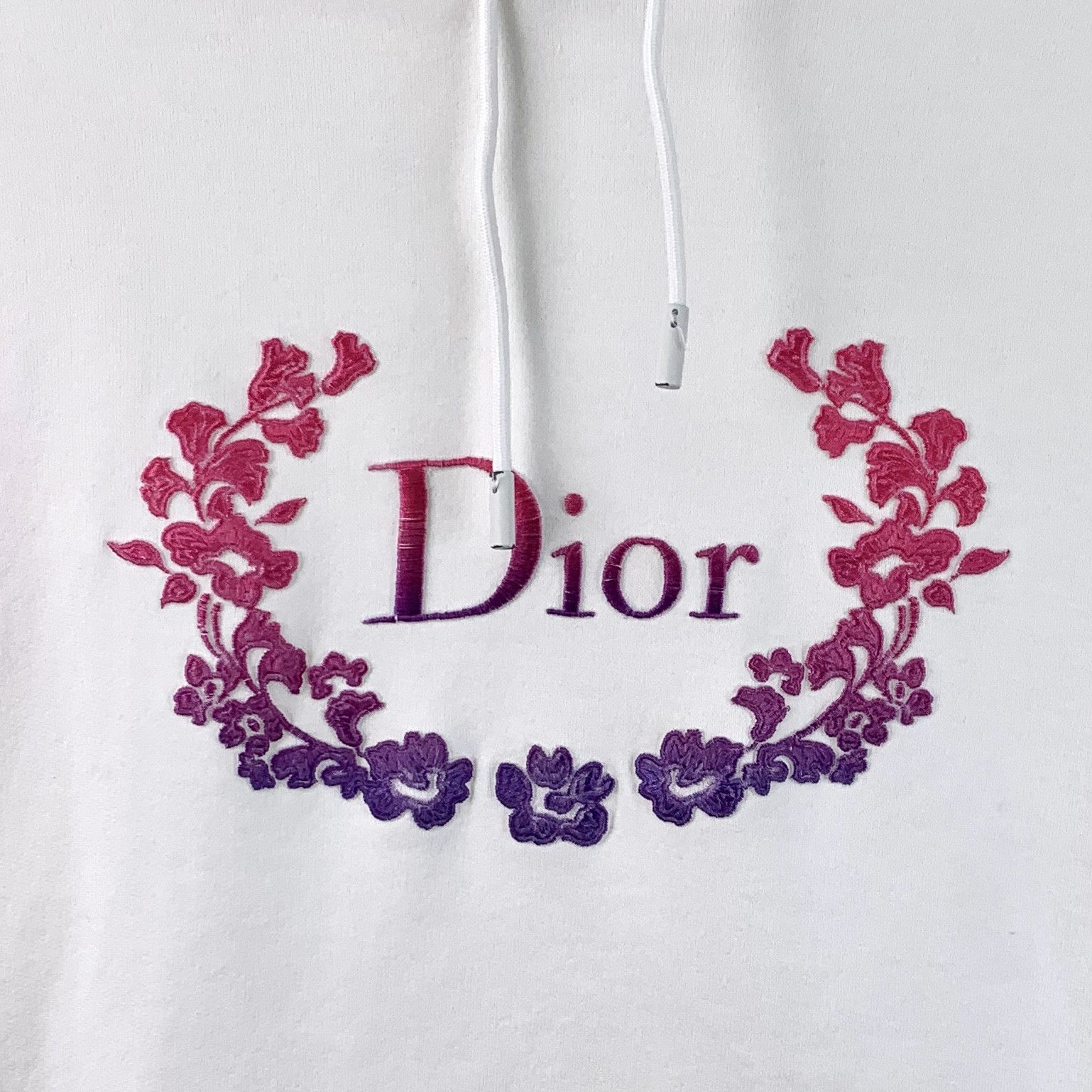 Dior Dior White Cotton Drawstring Hoodie with Logo (Size S) Size S / US 4 / IT 40 - 6 Thumbnail