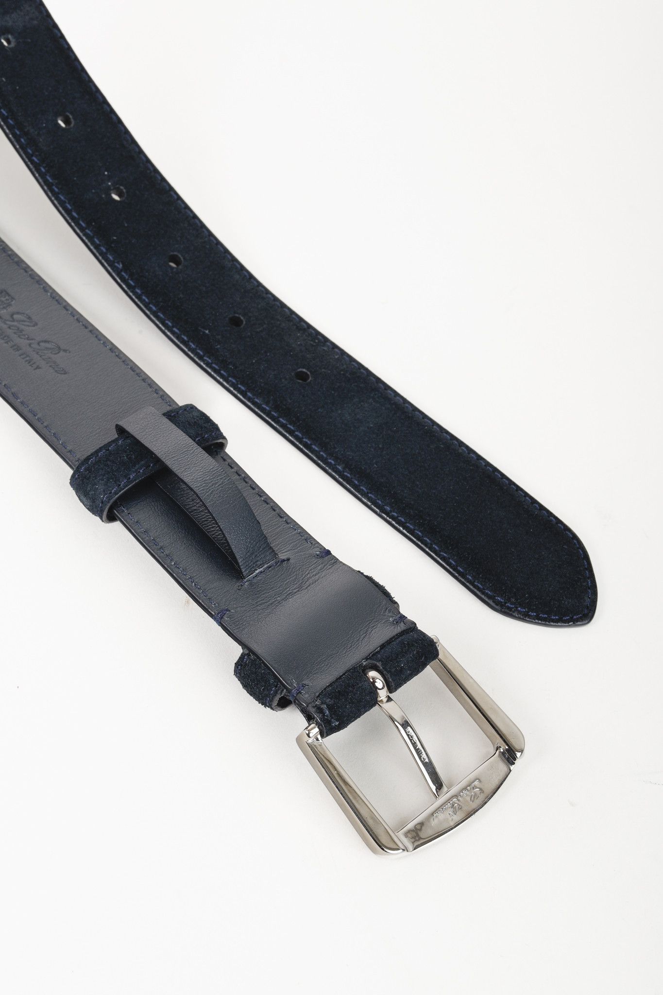 Loro Piana Loro Piana Alsavel Navy Suede Palladium Buckle Belt Size ONE SIZE - 6 Thumbnail