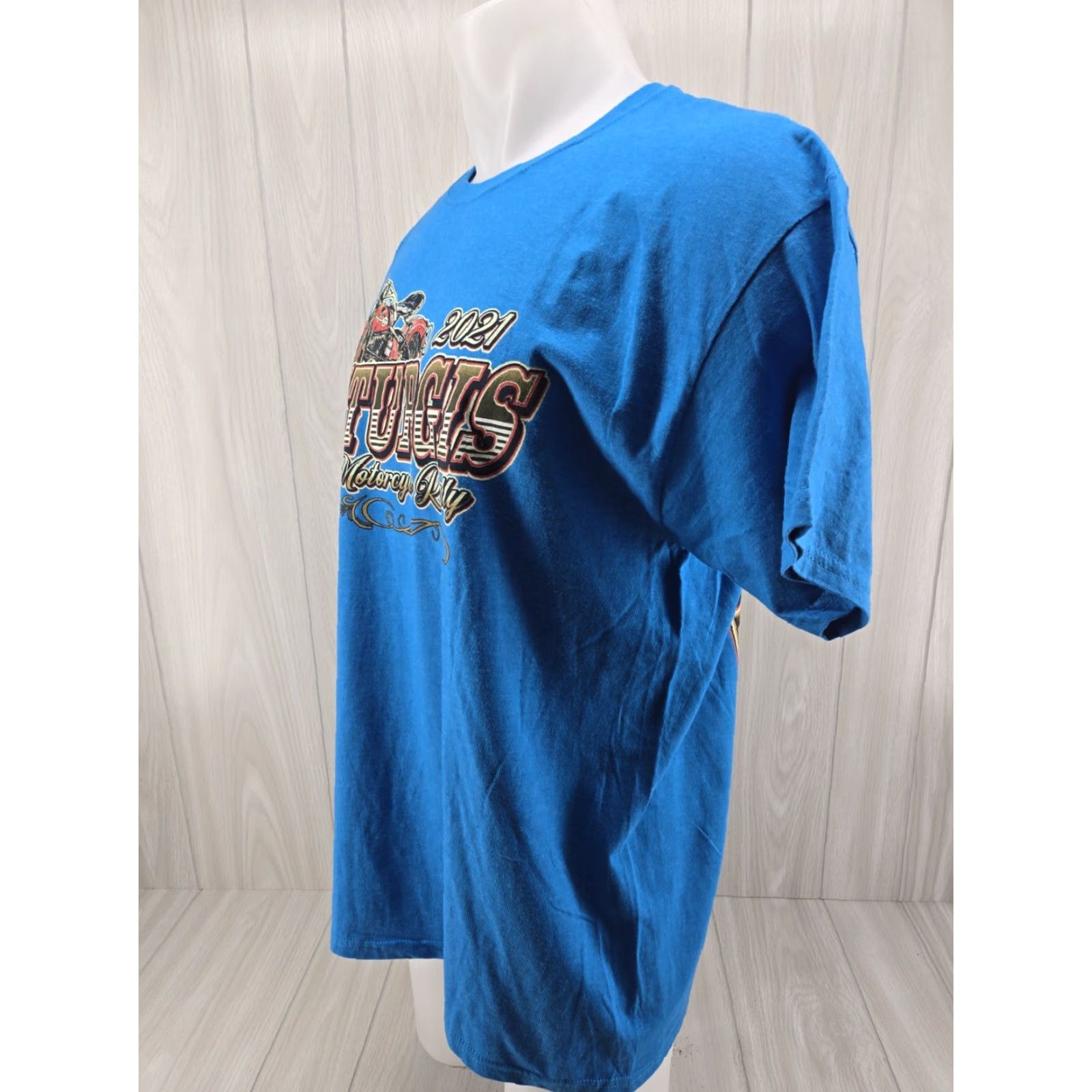 Fruit Of The Loom Sturgis 2021 Motorcycle Rally Blue Shirt Men’s Large 81st Graphic Print Cotton T-Shirt Size US L / EU 52-54 / 3 - 4 Thumbnail