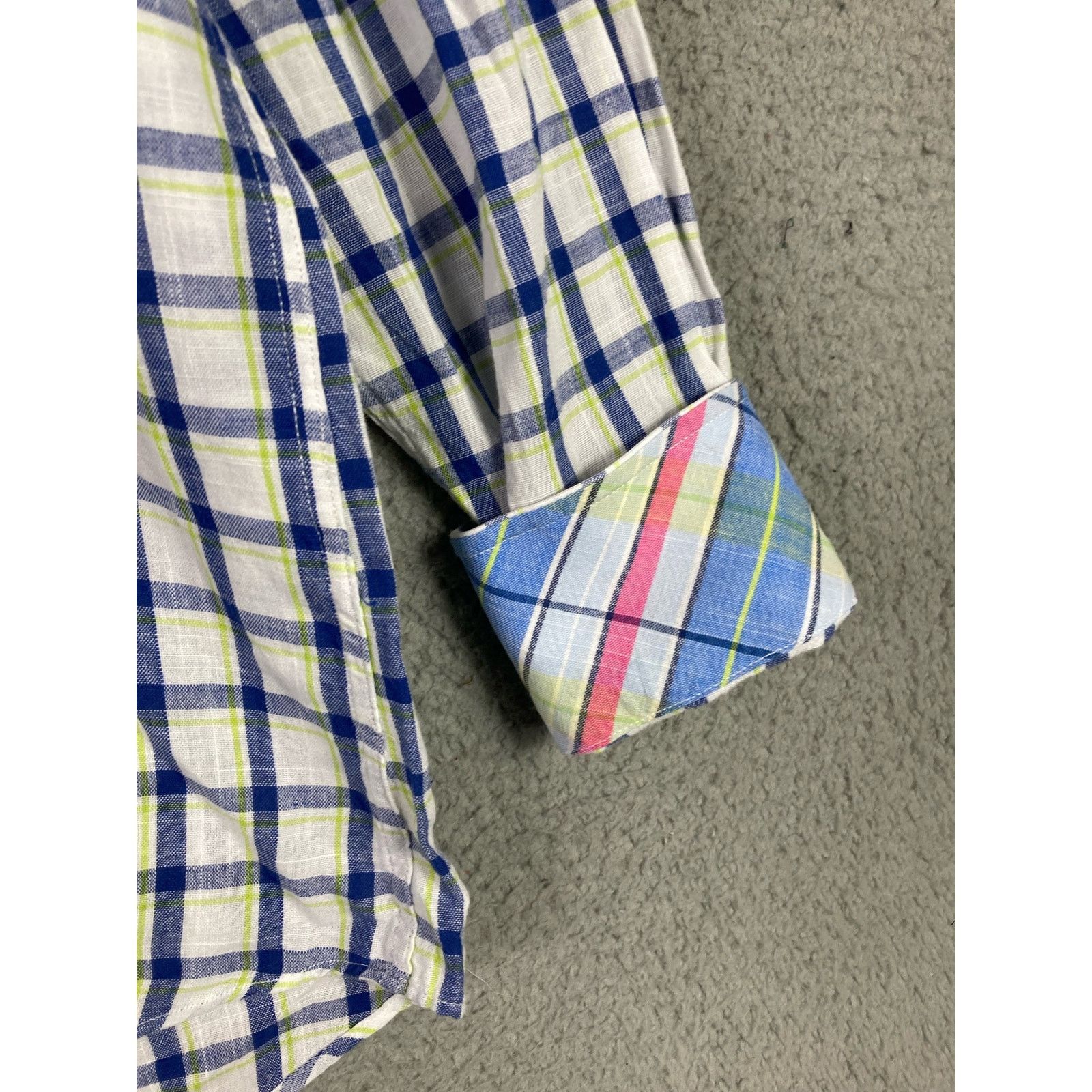 Tailorbyrd Tailorbyrd Men's Button Down Shirt White & Blue Plaid Size L Size US L / EU 52-54 / 3 - 4 Thumbnail