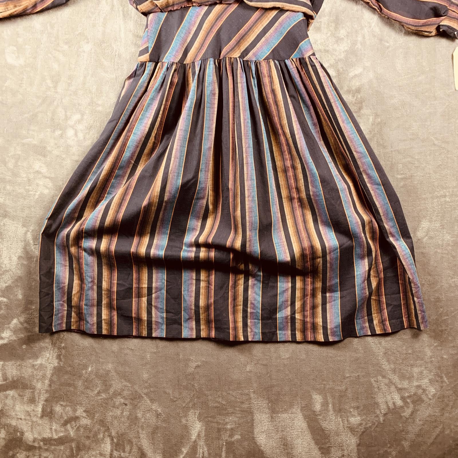 Unknown London Vintage 80s Womens Long Sleeve Striped Midi Dress (384) Size S / US 4 / IT 40 - 5 Thumbnail
