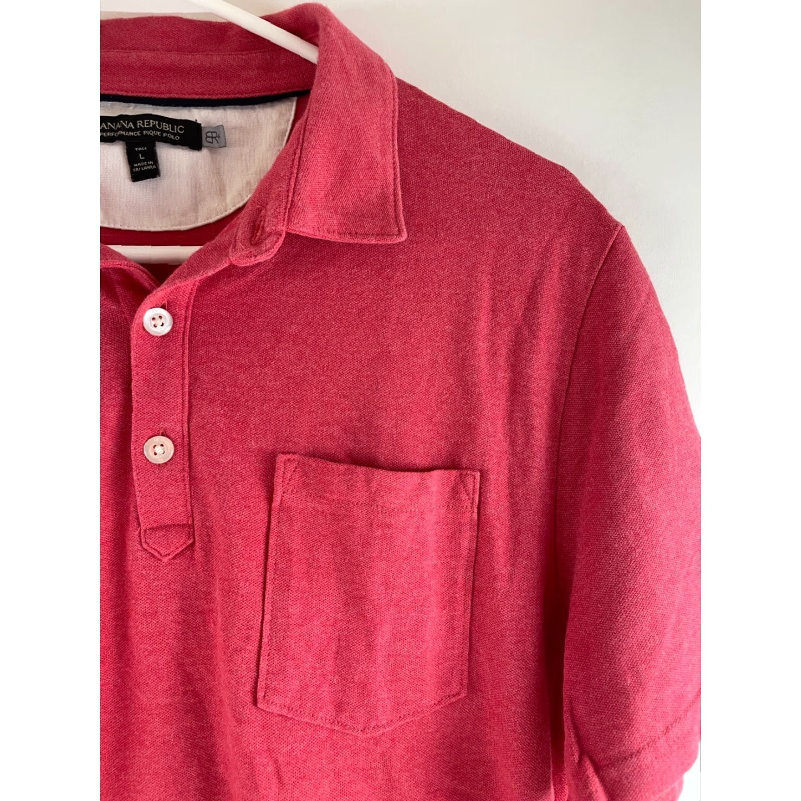 Banana Republic Banana Republic Polo Shirt Men's L Pink Short Sleeve 1/4 Button Up Cotton Spandex Golf Bre thable Size US L / EU 52-54 / 3 - 4 Thumbnail