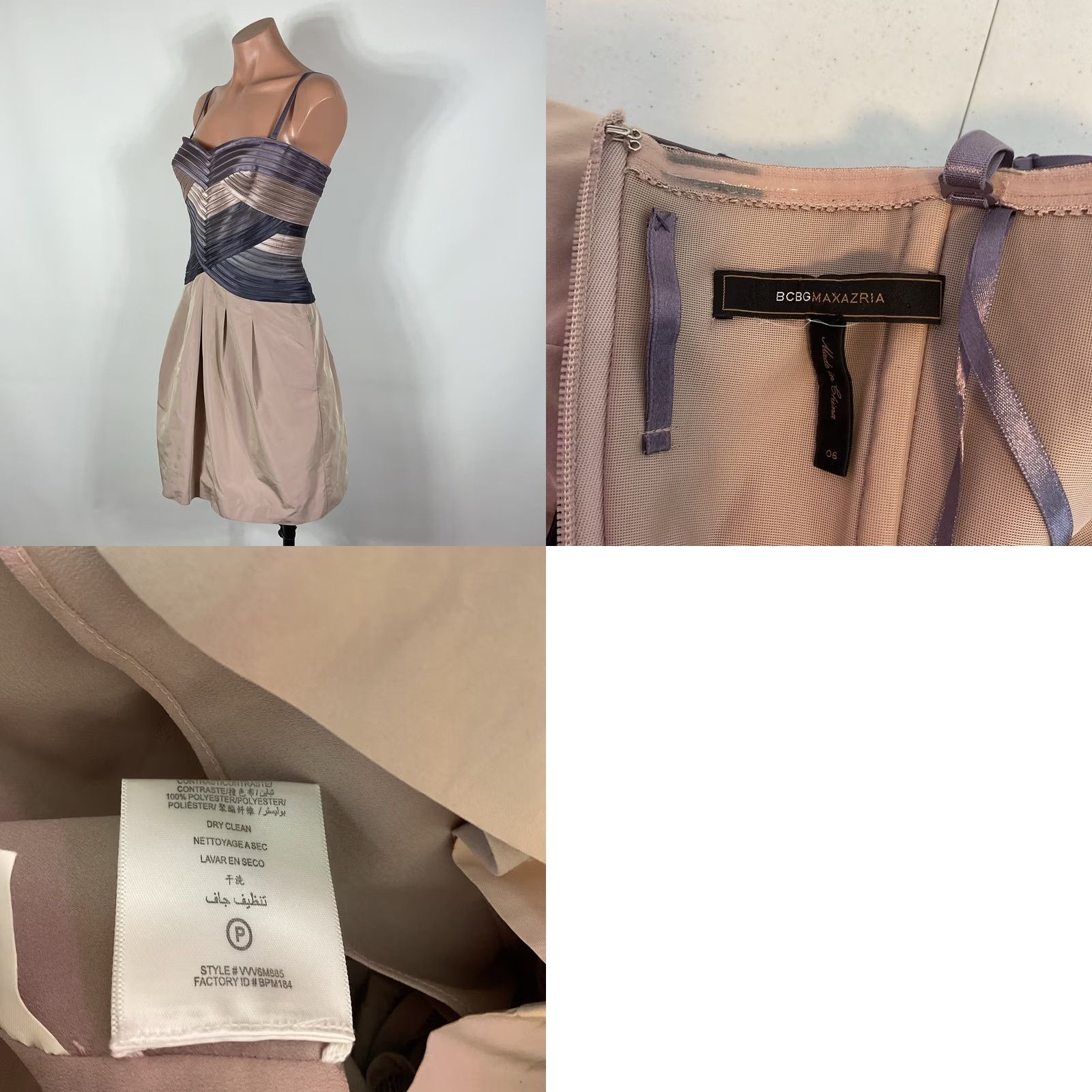 Bcbgmaxazria VINTAGE BCBG MaxAzira Dress 6 Taupe Purple Bandage Sheath Cocktail Mini Bubble Y2K Size M / US 6-8 / IT 42-44 - 8 Thumbnail