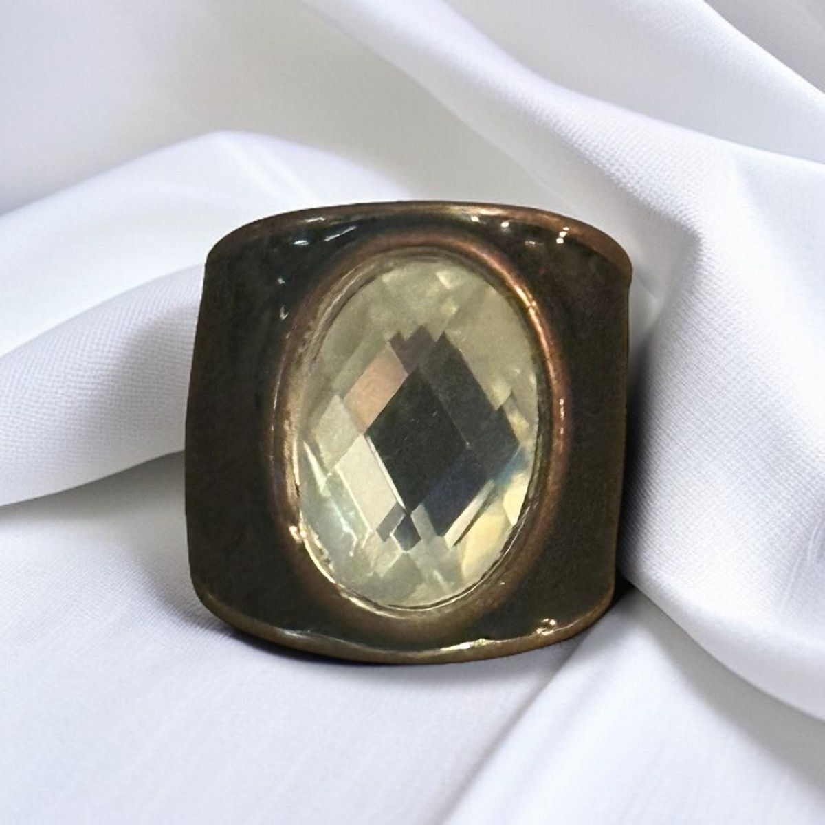 Vintage Vintage wide black enamel rhinestone ring Size ONE SIZE - 1 Thumbnail