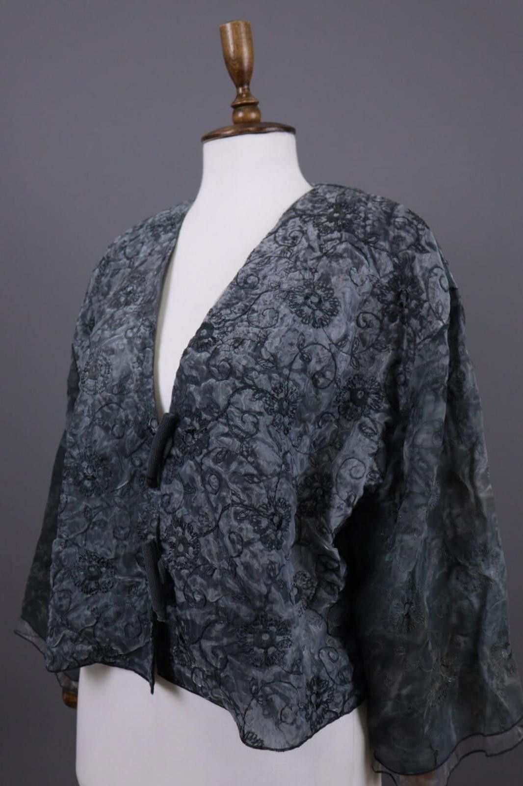 Designer Absolut By Zebra Gray Floral Button Down Jacket Size 2 / M Size XS / US 0-2 / IT 36-38 - 7 Thumbnail