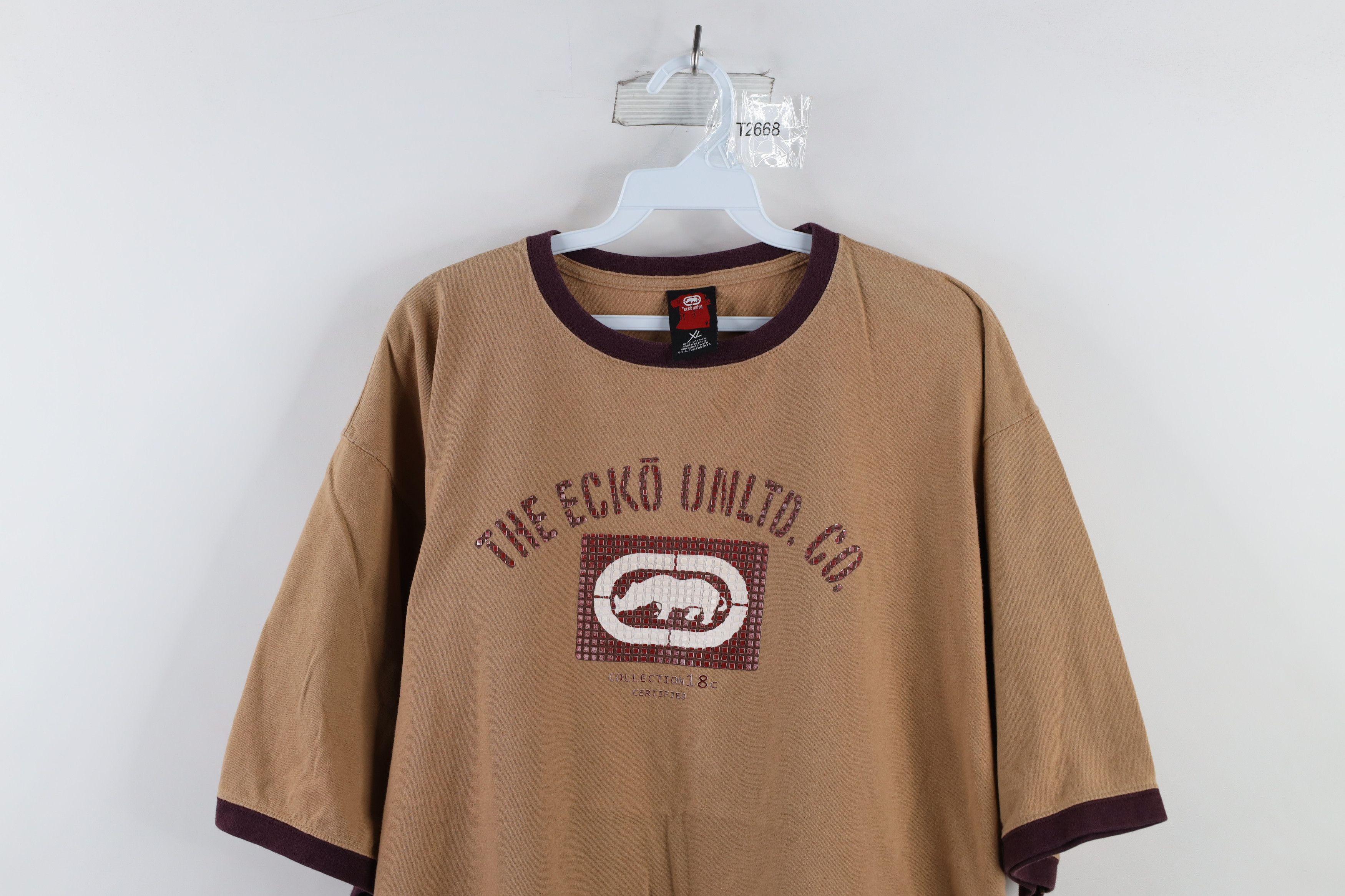 Ecko Unltd. × Vintage Vintage Ecko Out Box Logo Baggy Fit Ringer T-Shirt Beige Size US XL / EU 56 / 4 - 2 Thumbnail