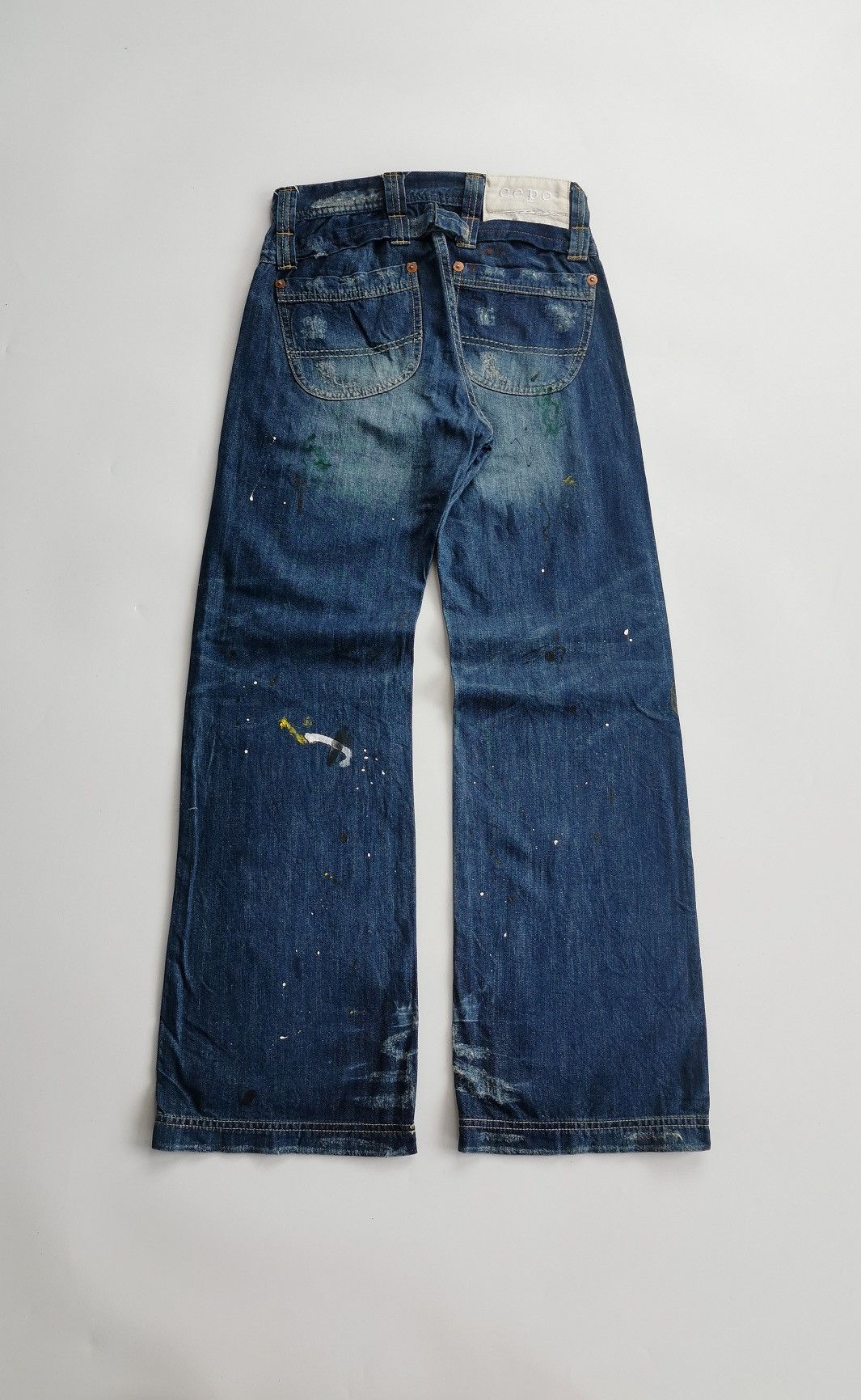 Japanese Brand Baggy Double Knee Cepo Work Military Paint Splatter Jeans Size US 28 / EU 44 - 5 Thumbnail