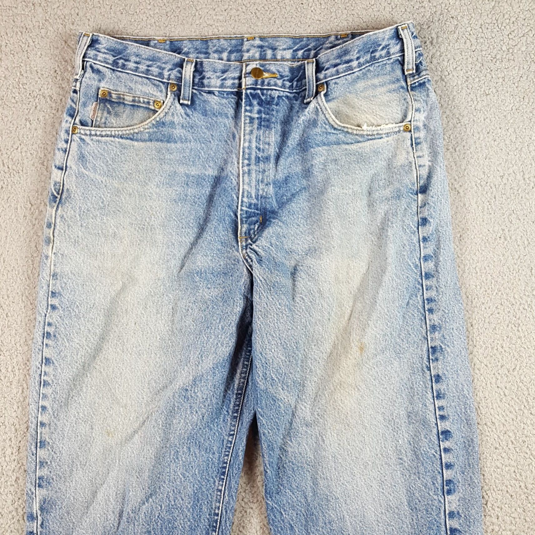 Carhartt VINTAGE Carhartt Jeans 38x30 Distressed Grunge Workwear Denim Men 38 Regular Blue Y2K 90s Skater Work USA Mens Size US 38 / EU 54 - 6 Thumbnail