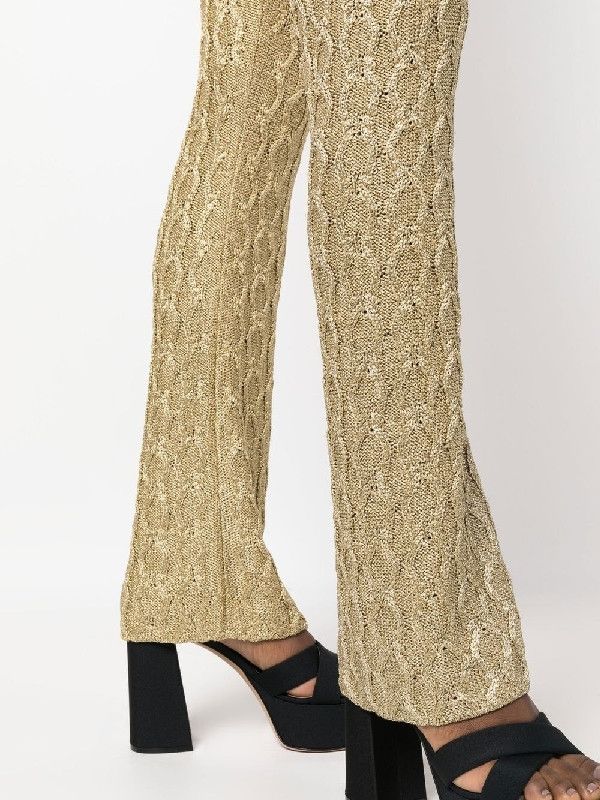 Gucci o1s1wg111025 Chunky Cable Knit Viscose Pant In Gold Size 28" / US 6 / IT 42 - 3 Thumbnail