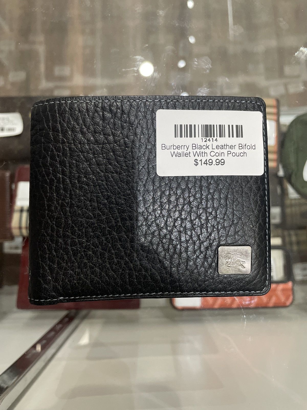 Burberry Black Leather Bifold Wallet With Coin Pouch