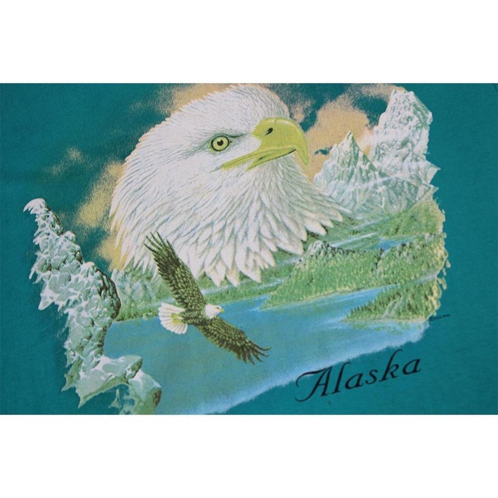 Vintage Vintage 90s Blue Alaska Eagle Graphic Tee Size US XL / EU 56 / 4 - 3 Thumbnail