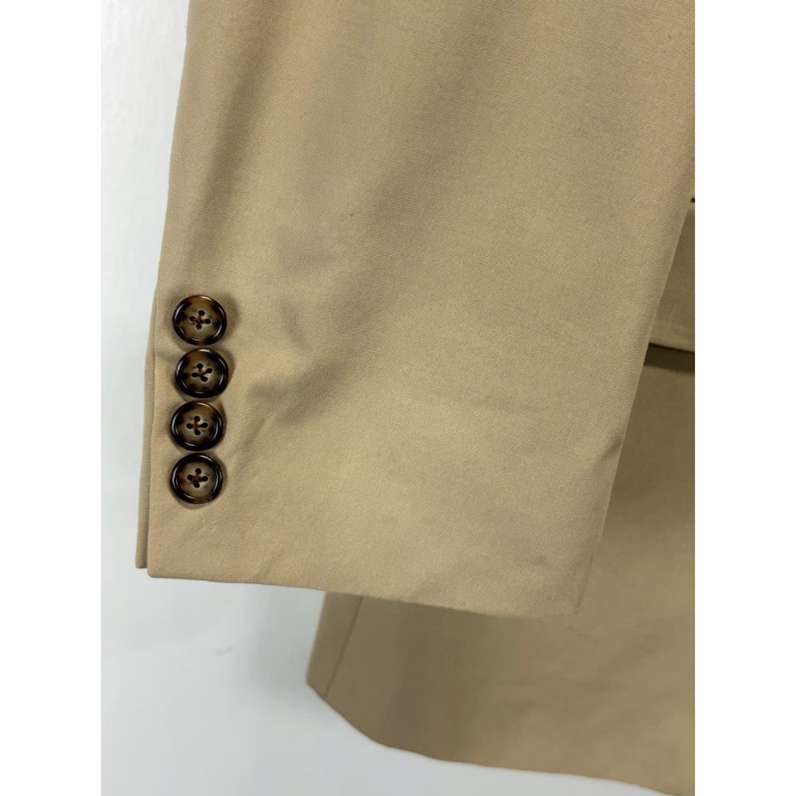 Vintage Harold Powell 2 Piece Suit Sz 43R Jacket 34x27 Pants Men’s Tan Career Wedding Mens Size 46R - 5 Thumbnail