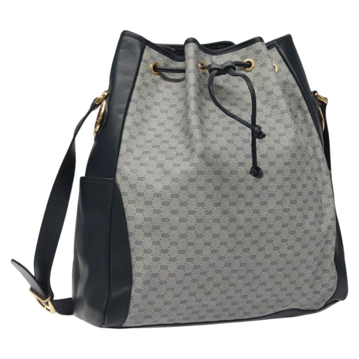 Gucci Micro GG Supreme Shoulder Bag Pvc Navy Gold Auth 117192 in Navy/Gold, Women's