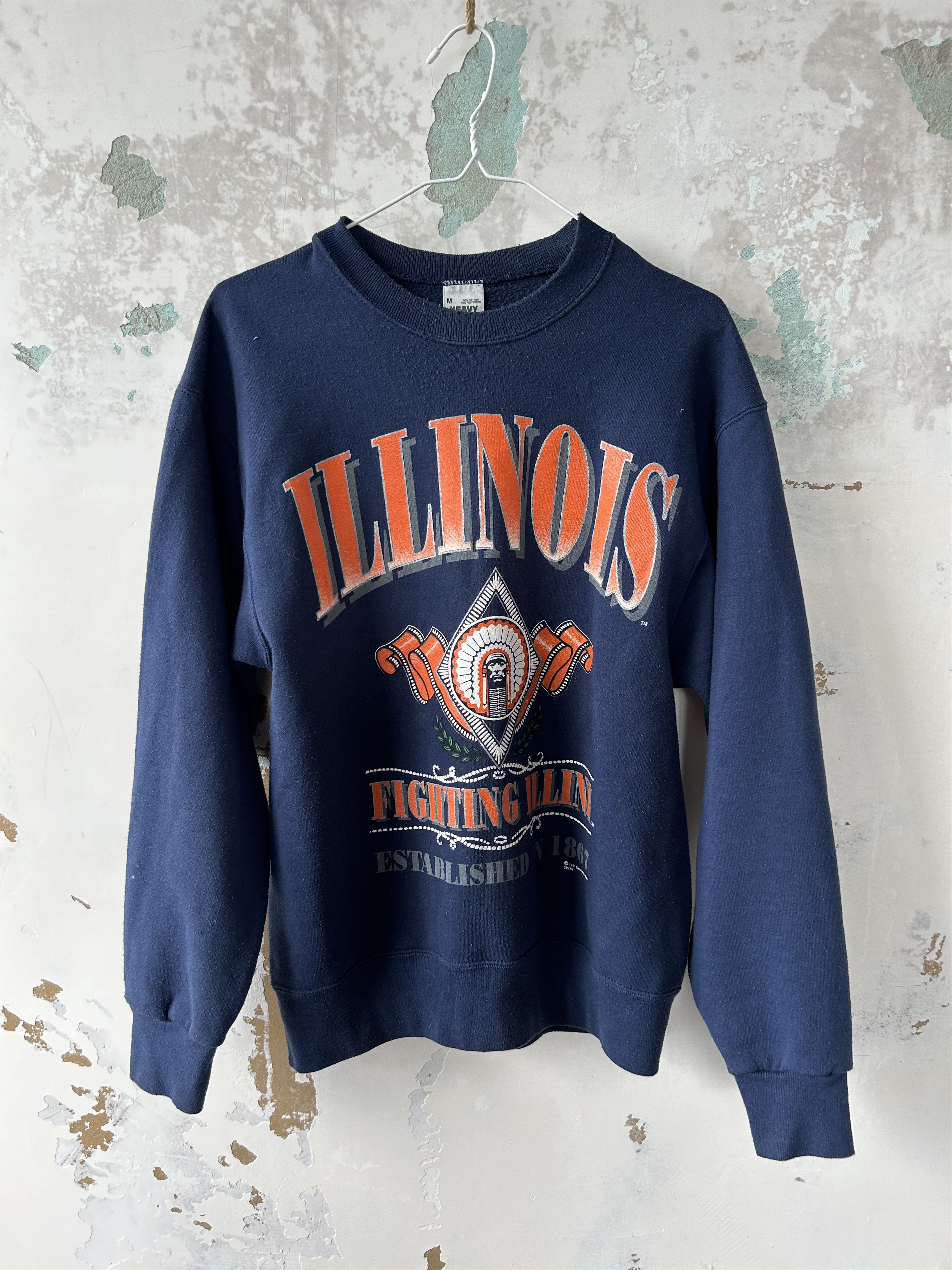 Vintage VTG 90's University of Illinois Sweatshirt Size Men's Me Size US M / EU 48-50 / 2 - 1 Thumbnail