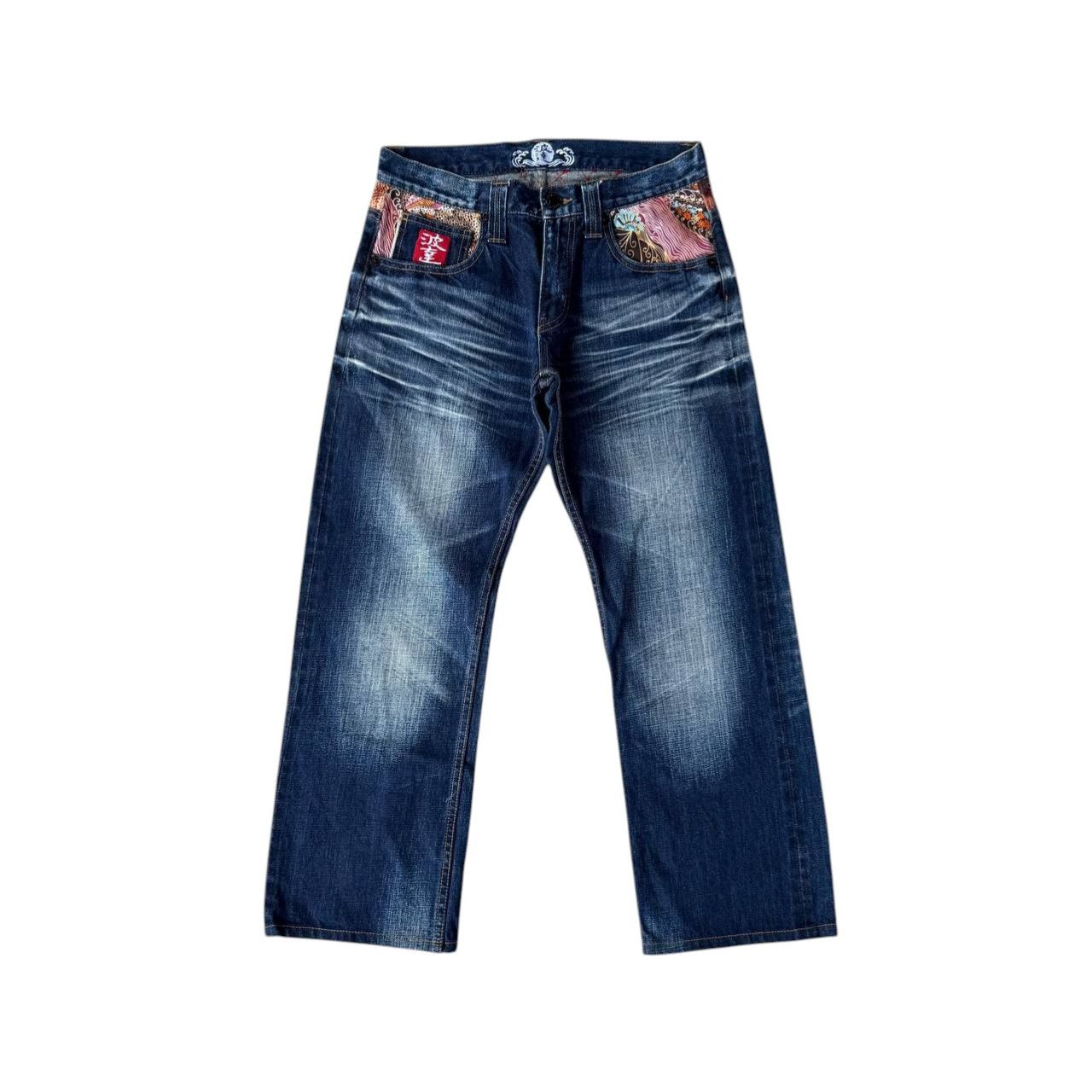Japanese Brand RARE Namitatsu Redline Denim Ankle Cut-"Dokuro" Skull Tattoo Size US 30 / EU 46 - 2 Thumbnail