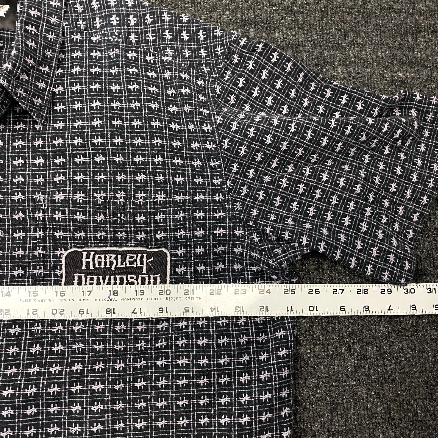 Harley Davidson VINTAGE Harley-Davidson Shirt Harley-Davidson Button-Up Short Sleeve Embroidered Houndstooth Black XL Men Size US XL / EU 56 / 4 - 7 Thumbnail