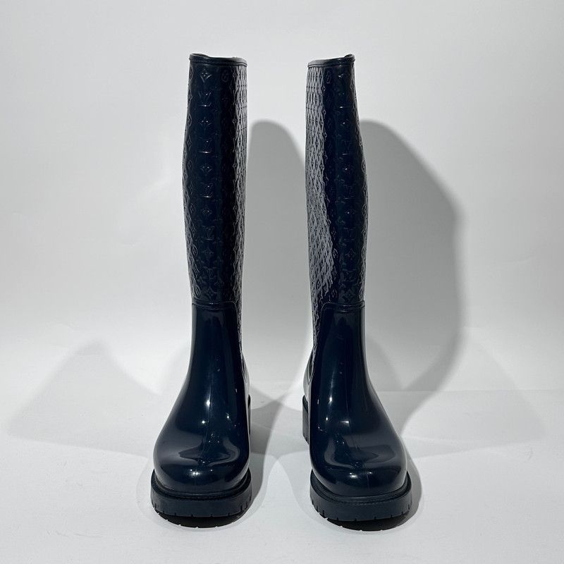 Louis Vuitton Louis Vuitton Glossy Logo Rain Boots in Deep Blue - Size US 5.5 / EU 38 - 2 Thumbnail