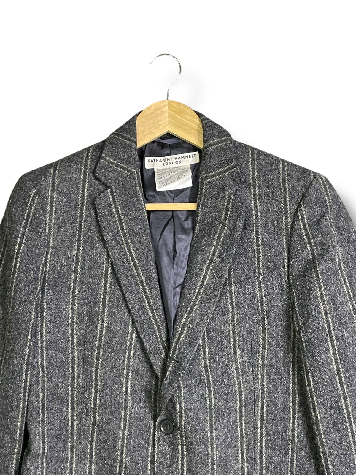 Katharine Hamnett London × Vintage Katherine Hamnett London Down Stripe Wool Coat (38) Size US M / EU 48-50 / 2 - 2 Thumbnail