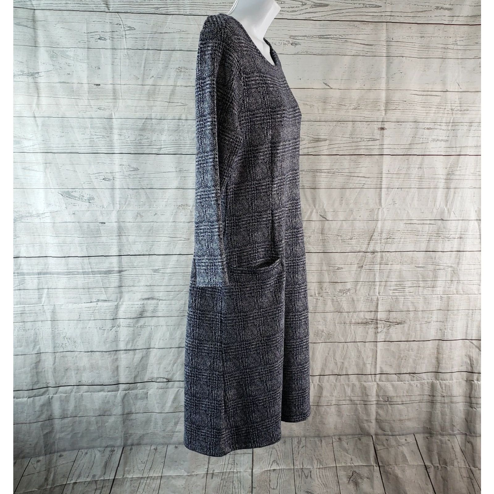 Vintage 41Hawthorn Womens Knit Dress Sz Medium Blue 3/4 Sleeve Pockets Size M / US 6-8 / IT 42-44 - 3 Thumbnail