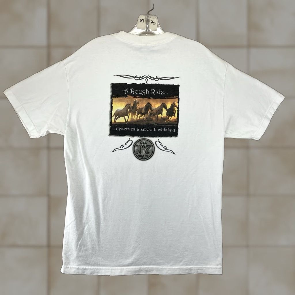 Vintage VINTAGE Jack Daniels Whiskey T-Shirt Mens Large White Cotton Cowboy Graphic 80s 90s USA Size US L / EU 52-54 / 3 - 1 Thumbnail