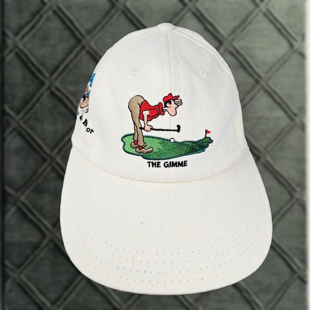 Vintage VINTAGE Brett Ogle Gimme Funny Golf Parody Preppy PGA Faded 90s Adjustable Baseball Cap Hat Men's Beige Cotton Canvas Cap Size ONE SIZE - 1 Thumbnail