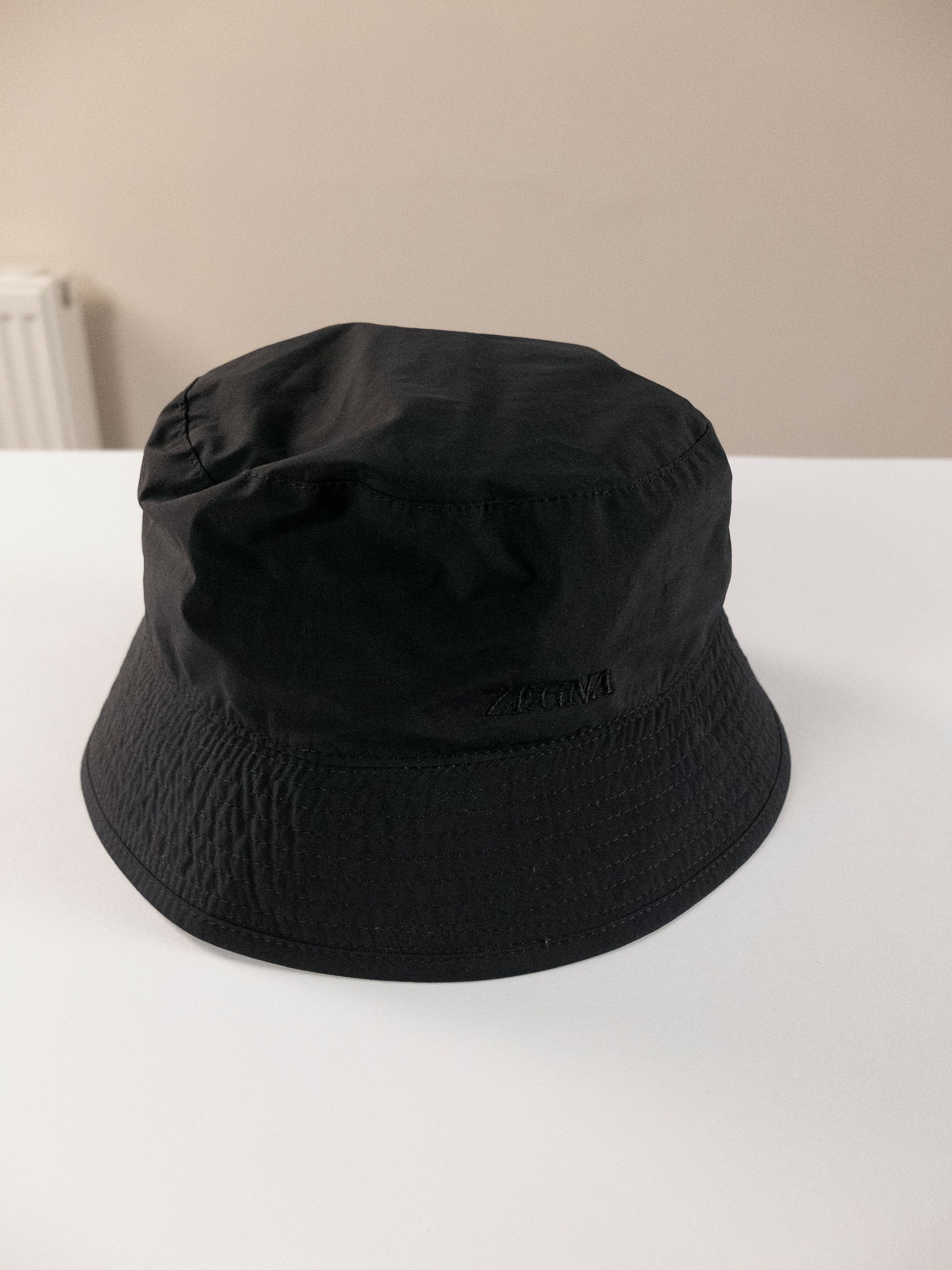 Ermenegildo Zegna ERMENEGILDO ZEGNA black logo embroidered nylon bucket hat Size ONE SIZE - 4 Thumbnail