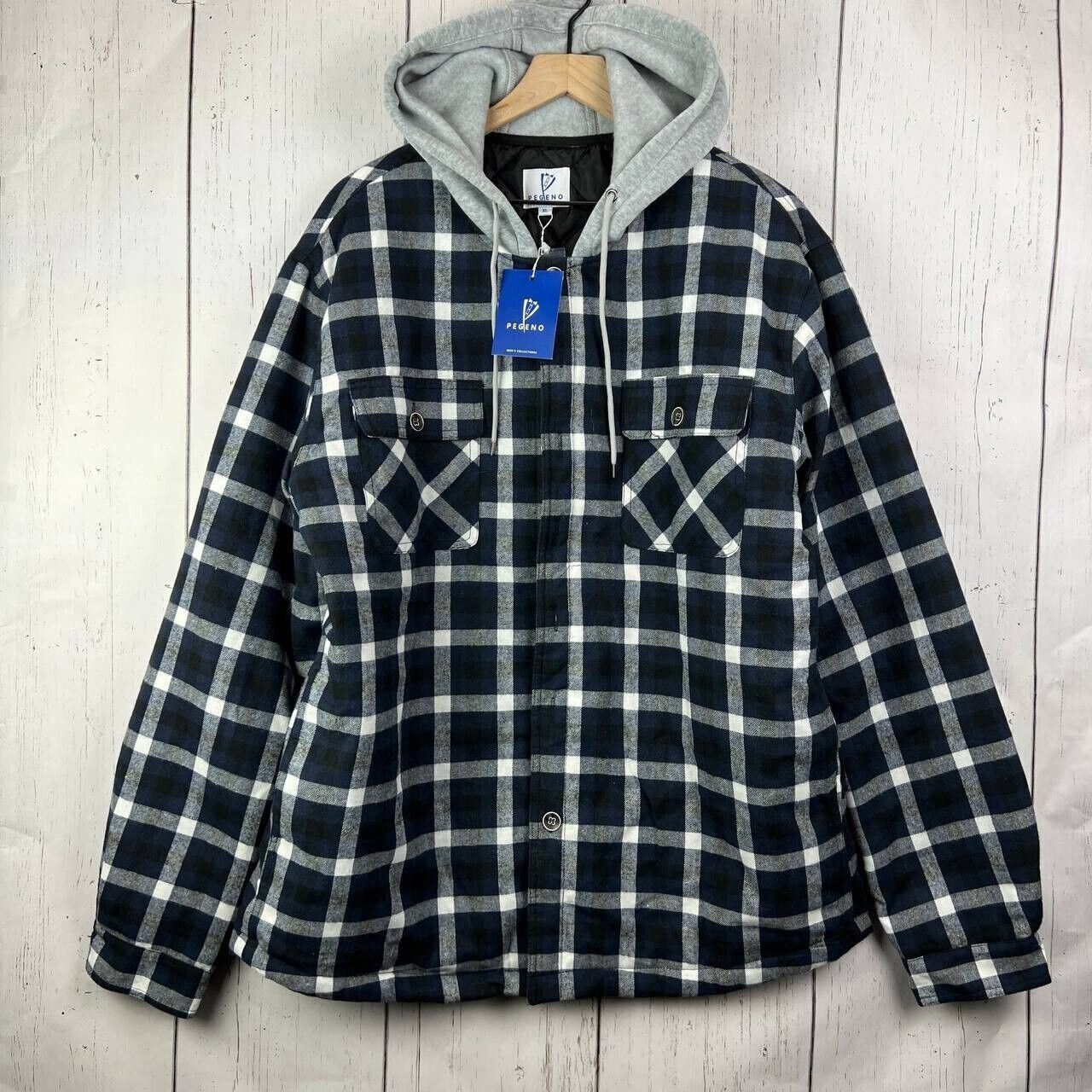 Other Pegeno Plaid Button Quilted Long Sleeve Flannel Hoodie Size US XL / EU 56 / 4 - 1 Thumbnail