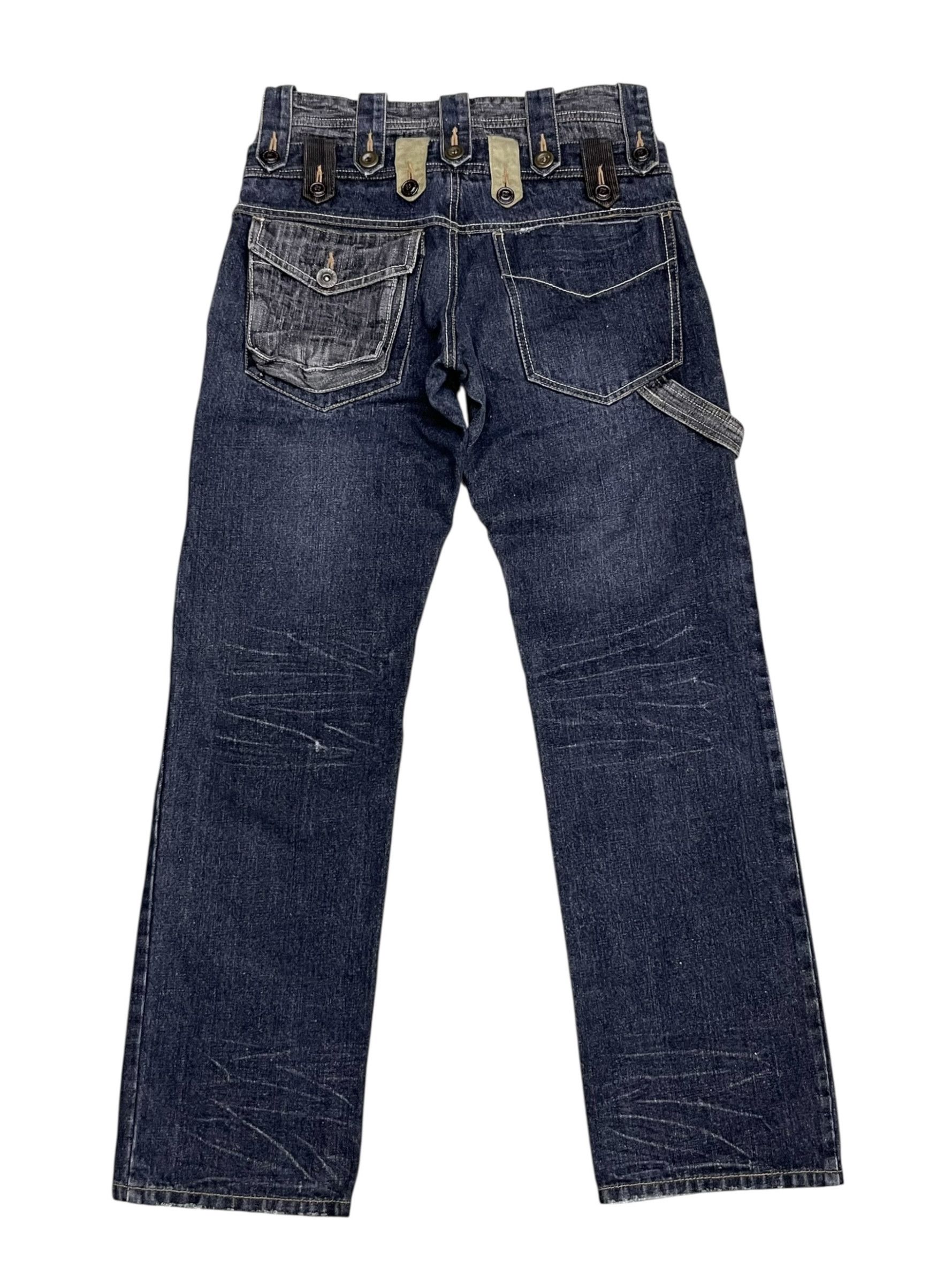 Indigo Vtg GUMU Double Waist MultiZip Utility Cargo Denim Y2K Japan Size US 28 / EU 44 - 3 Thumbnail