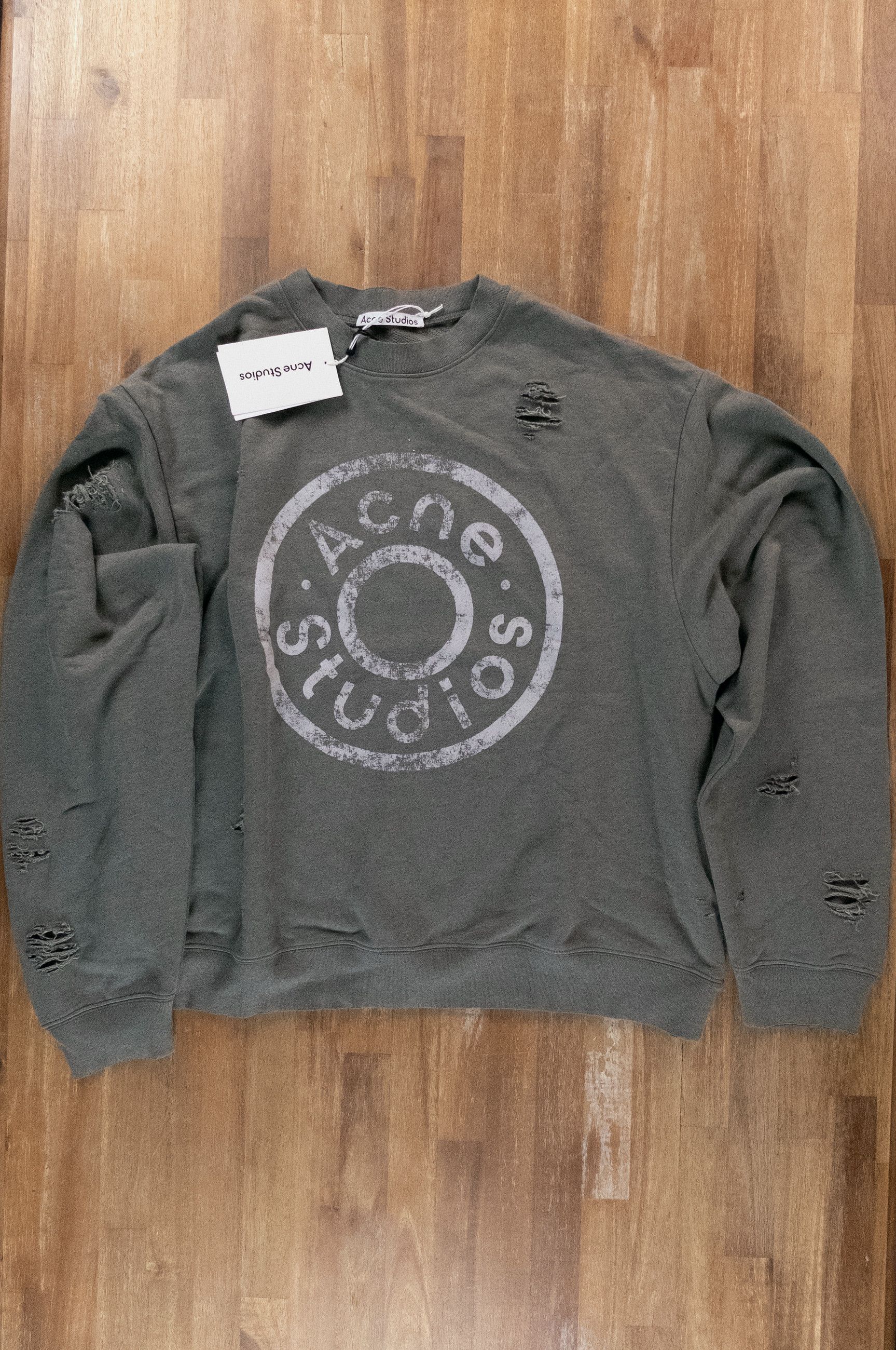 Acne Studios ACNE STUDIOS moss green logo print sweatshirt Medium q Size US M / EU 48-50 / 2 - 4 Thumbnail
