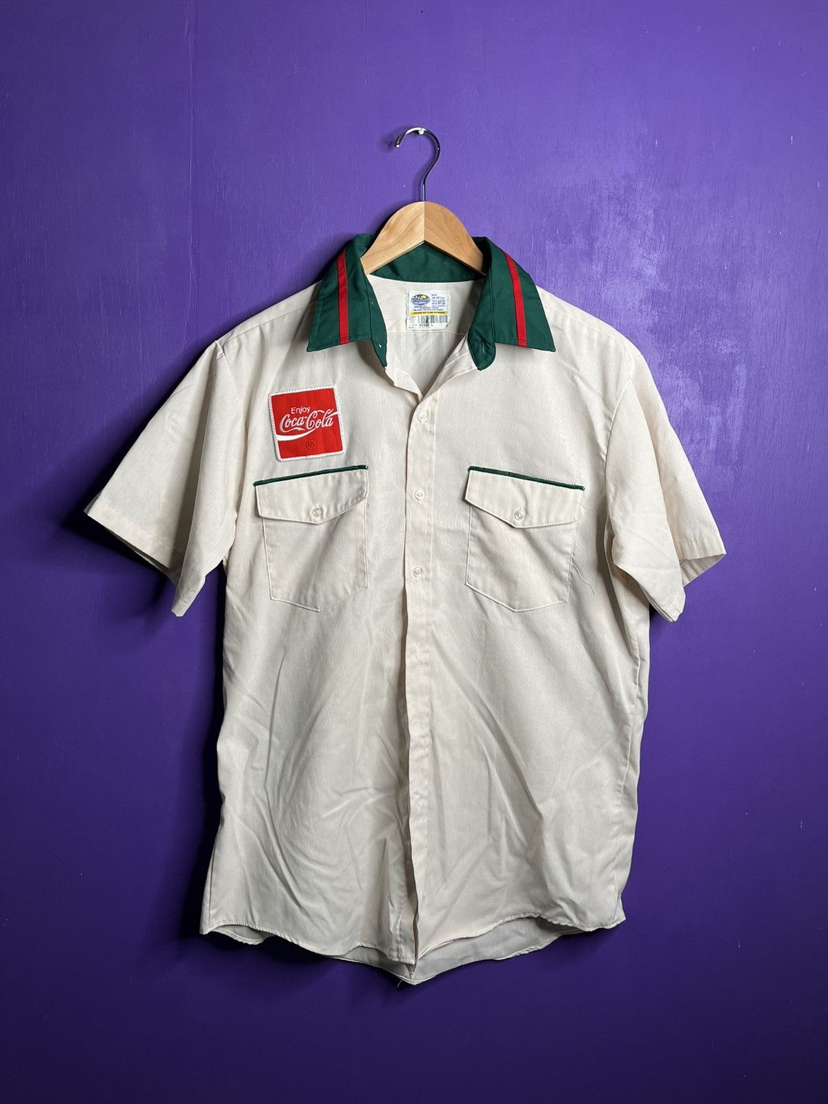 Coca Cola × Vintage Vintage 80s Coca-cola patch logo work shirt Size US XL / EU 56 / 4 - 1 Thumbnail