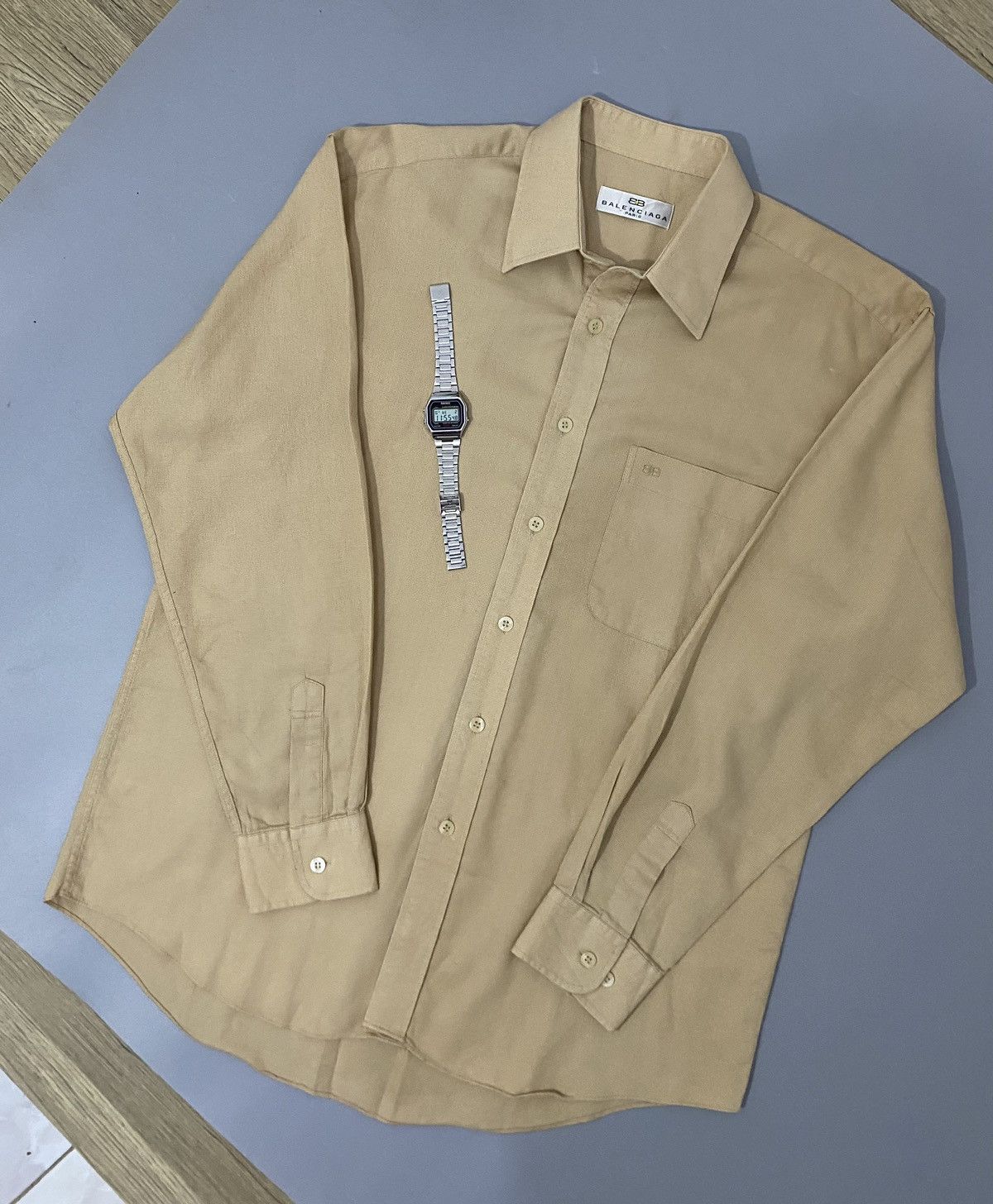 Balenciaga × Vintage 💥Cream💥Balenciaga Shirt Buttons Up Size US L / EU 52-54 / 3 - 2 Thumbnail