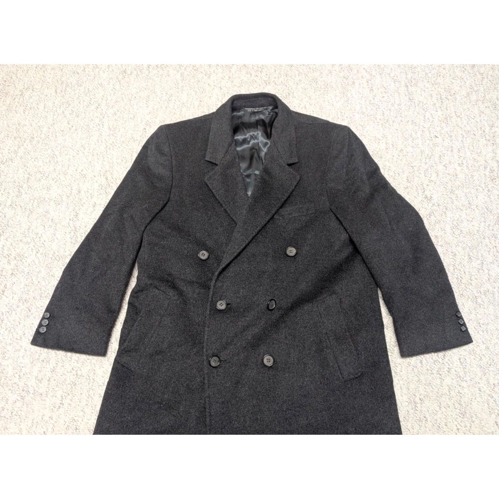 Vintage VINTAGE overcoat black XL 46R double breasted thick flannel wool coat Mens Size US XL / EU 56 / 4 - 3 Thumbnail