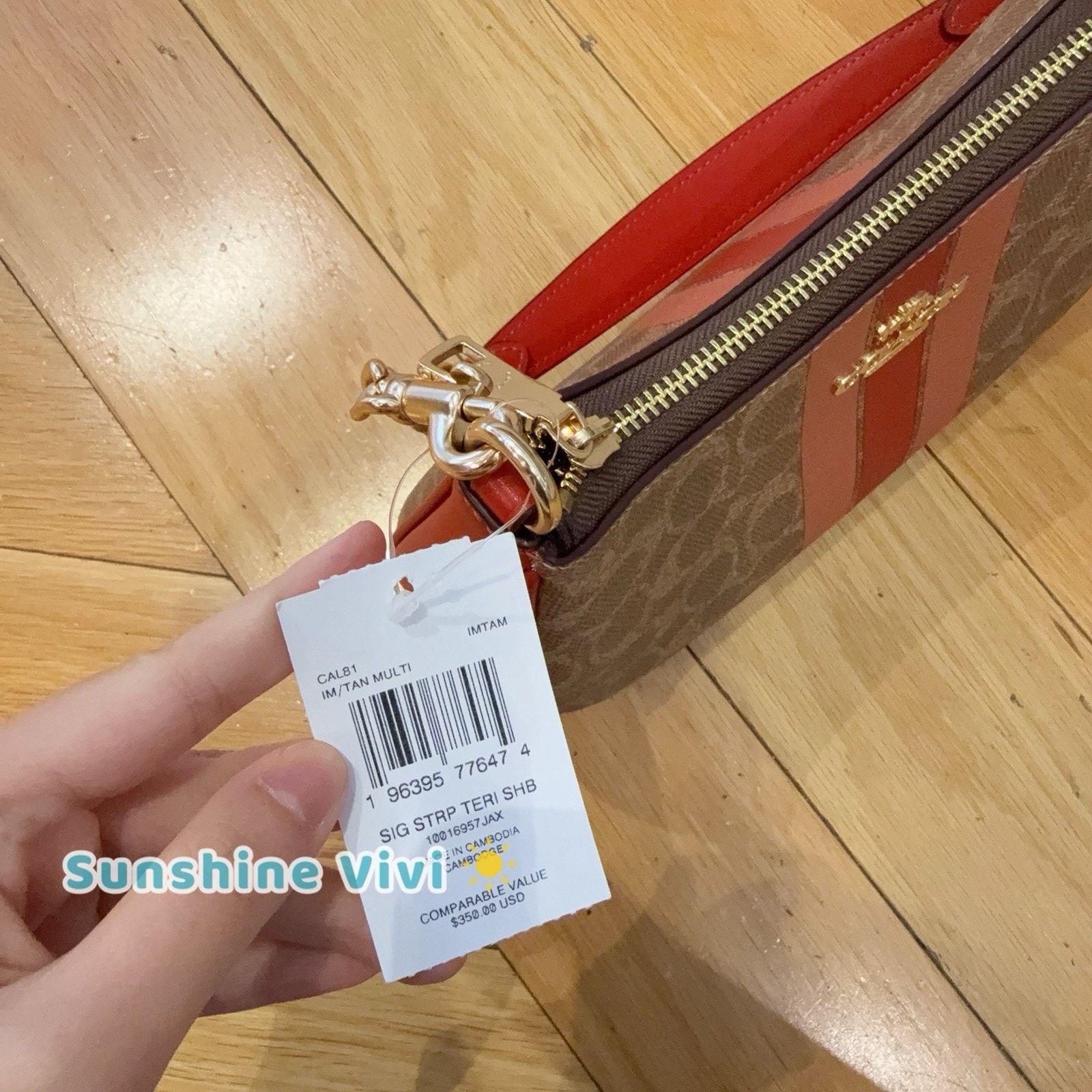 Coach NWT Coach Teri Shoulder Bag With STRIPE CAL81 Gold/Tan Multi Size ONE SIZE - 3 Thumbnail