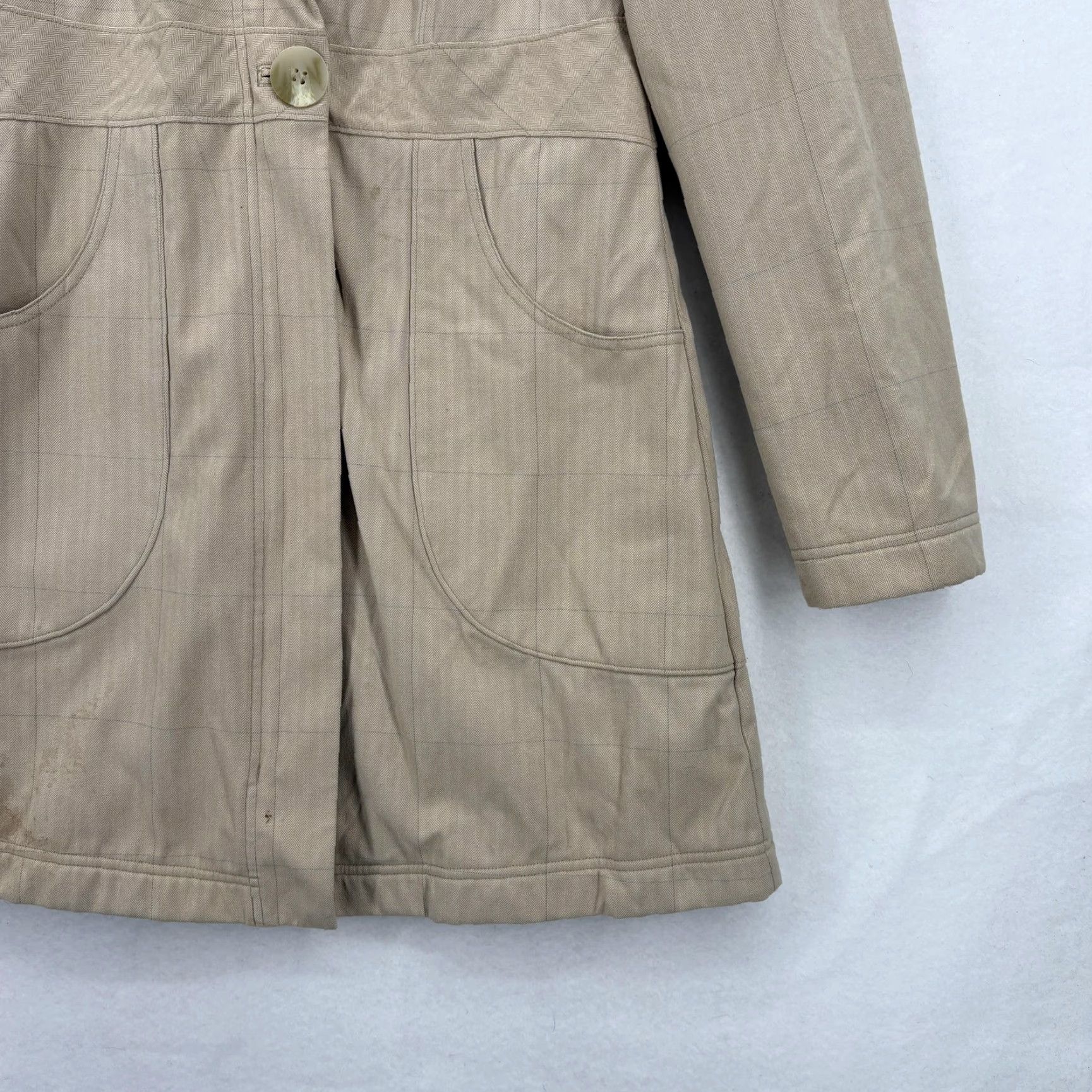Patagonia Patagonia Coat Womens Medium Beige Fleece Lined Herringbone Trench Travel Casual Size M / US 6-8 / IT 42-44 - 3 Thumbnail