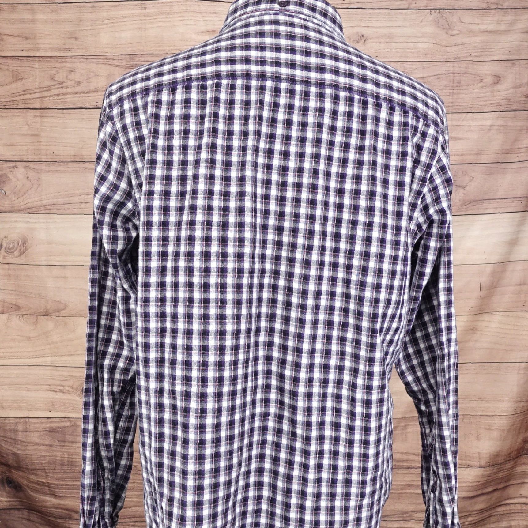 Vintage PENGUIN BY MUNSINGWEAR HERTIAGE SLIM FIT PURPLE PLAID BUTTON UP SHIRT MENS XL Size US XL / EU 56 / 4 - 4 Thumbnail